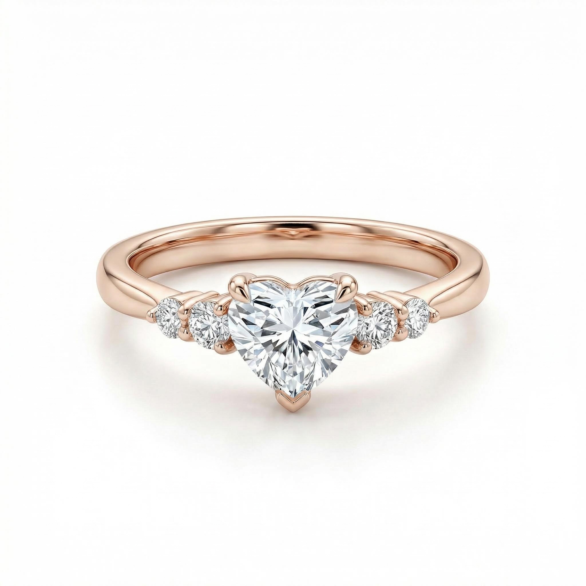 2.4ct Heart & Round Cut Vvs Moissanite S925 Silver Engagement Ring Iced Out - Image 5