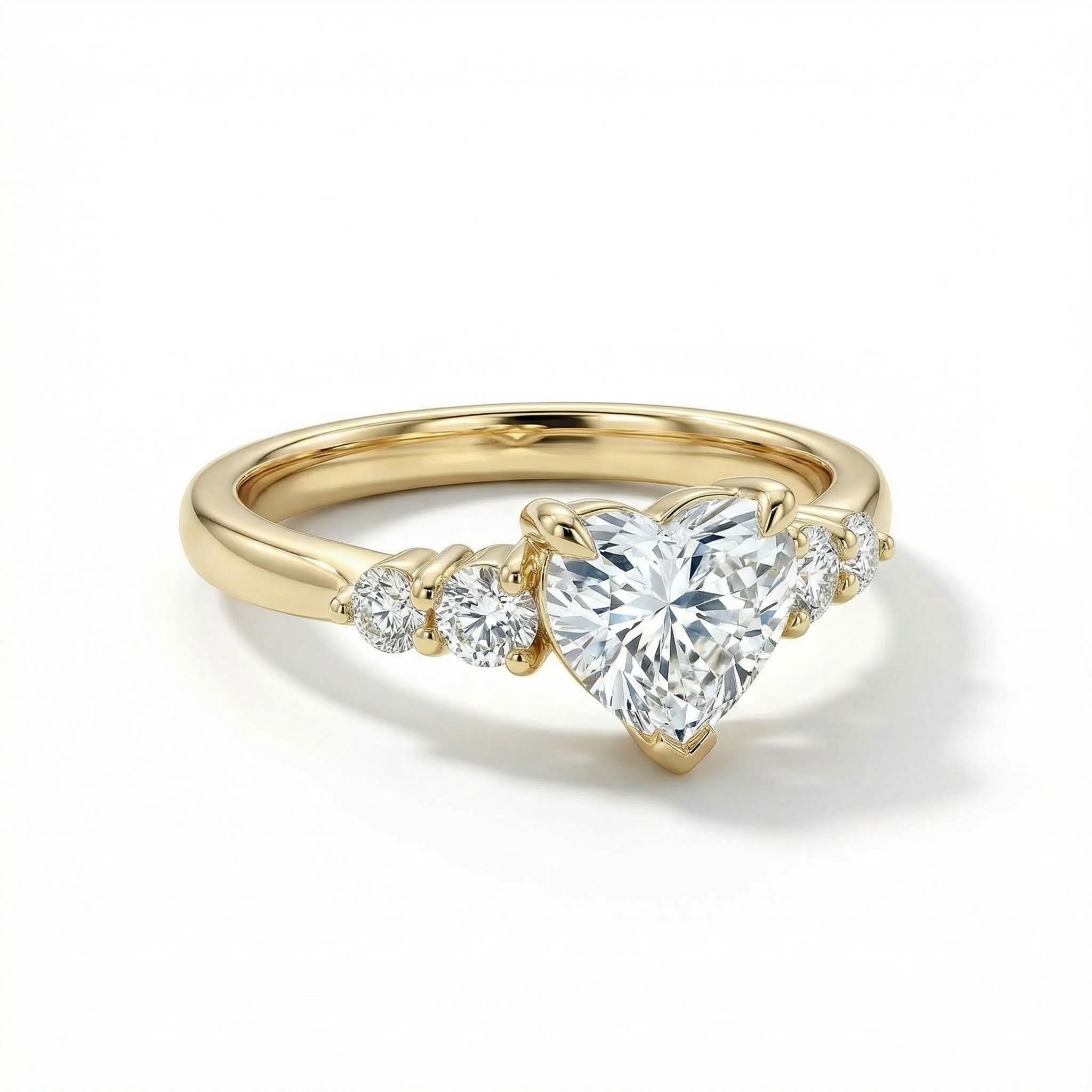 2.4ct Heart & Round Cut Vvs Moissanite S925 Silver Engagement Ring Iced Out - Image 6