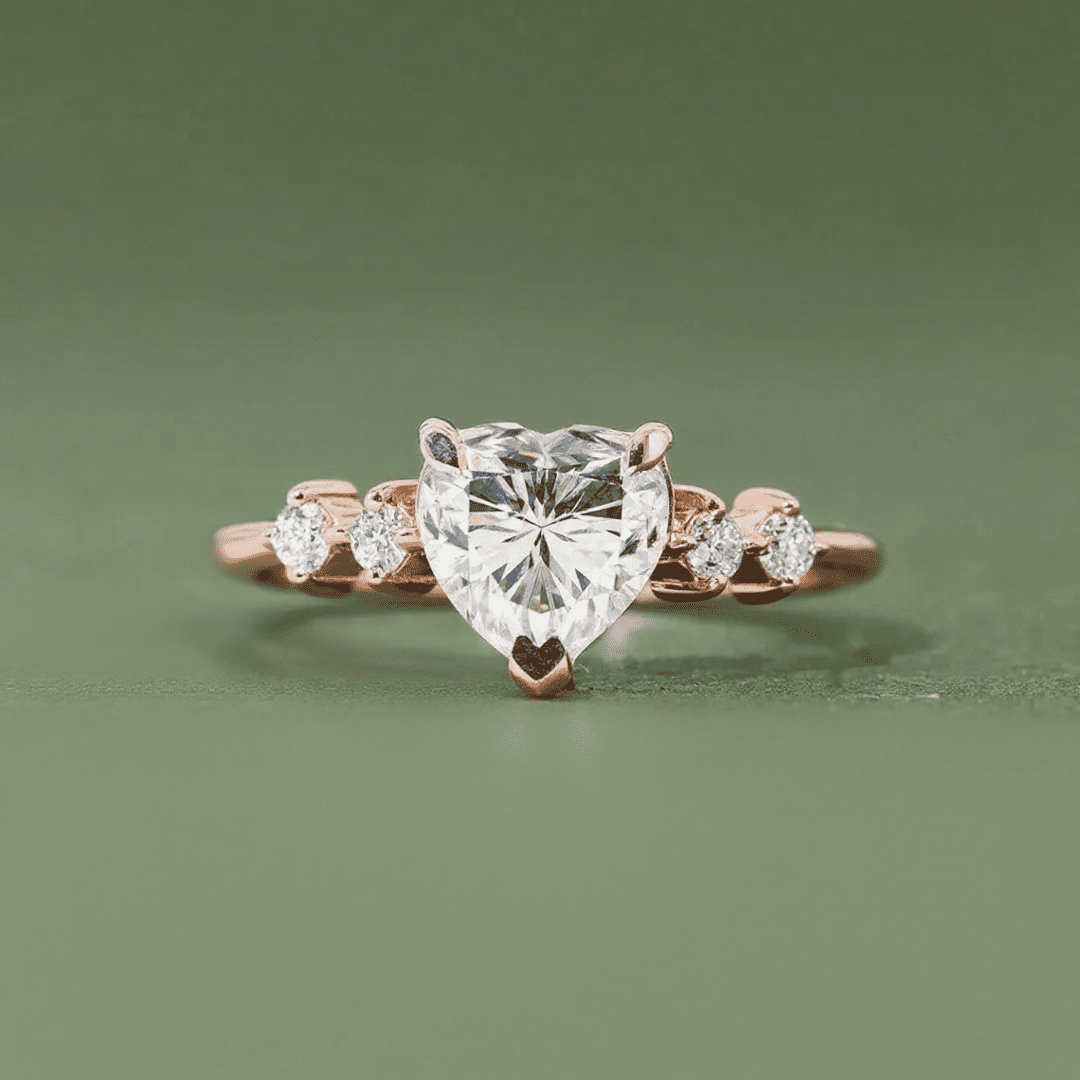 2.4ct Heart & Round Cut Vvs Moissanite S925 Silver Engagement Ring Iced Out - Image 9