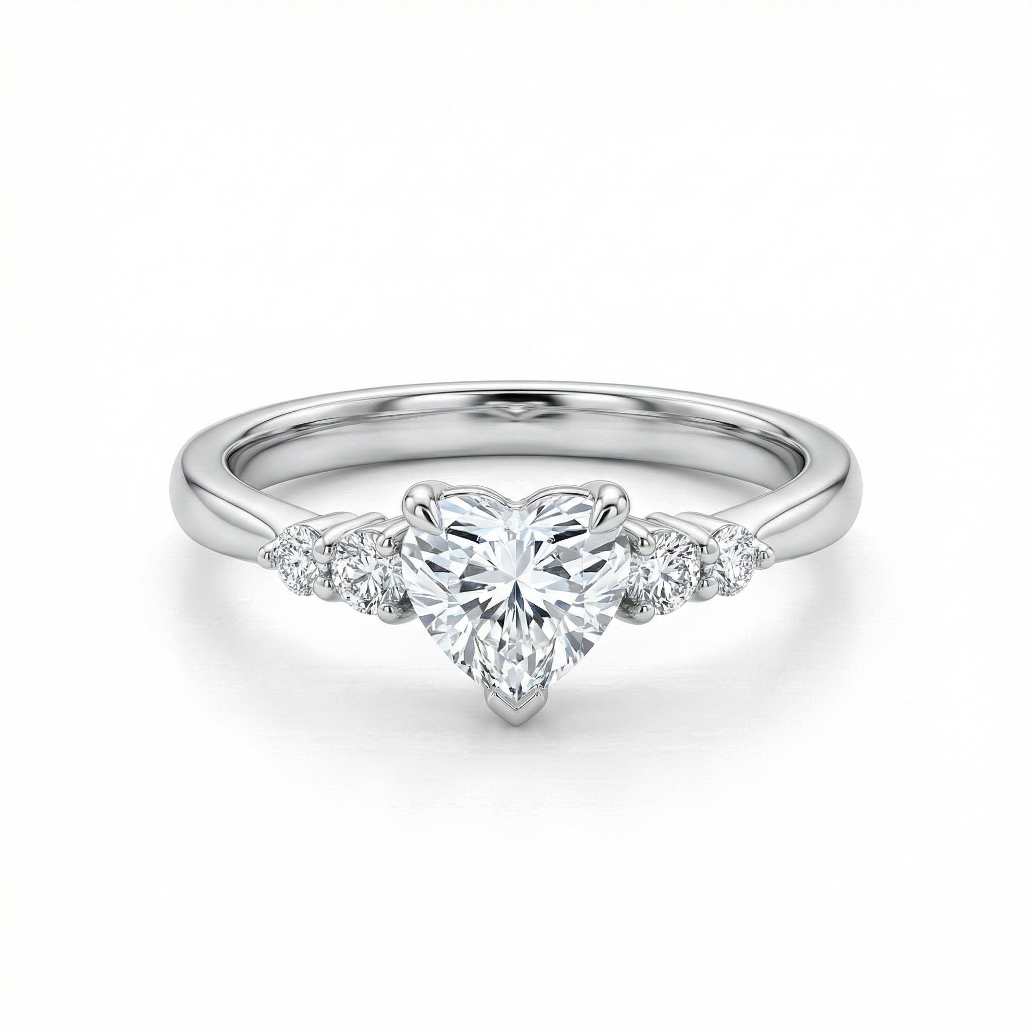 2.4ct Heart & Round Cut Vvs Moissanite S925 Silver Engagement Ring Iced Out