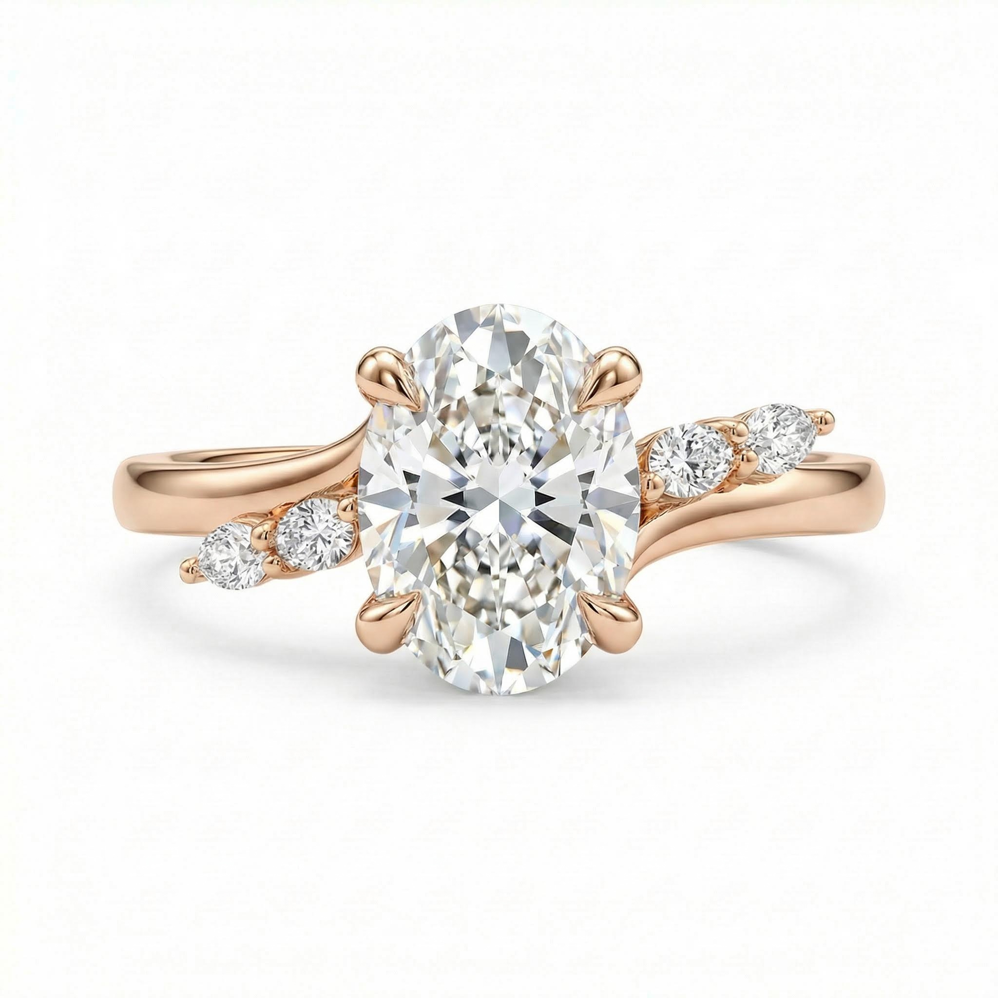 Bold 2.12ct Oval & Marquise Cut Vvs Moissanite S925 Silver Engagement Ring - Image 4