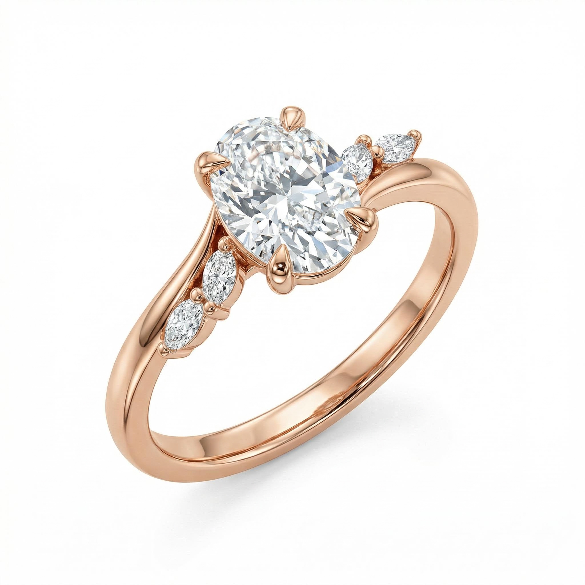 Bold 2.12ct Oval & Marquise Cut Vvs Moissanite S925 Silver Engagement Ring - Image 7