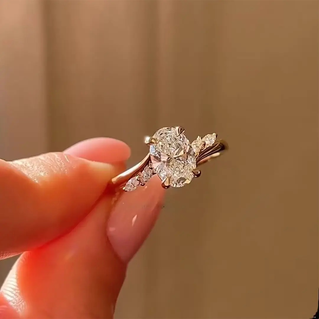 Bold 2.12ct Oval & Marquise Cut Vvs Moissanite S925 Silver Engagement Ring - Image 8