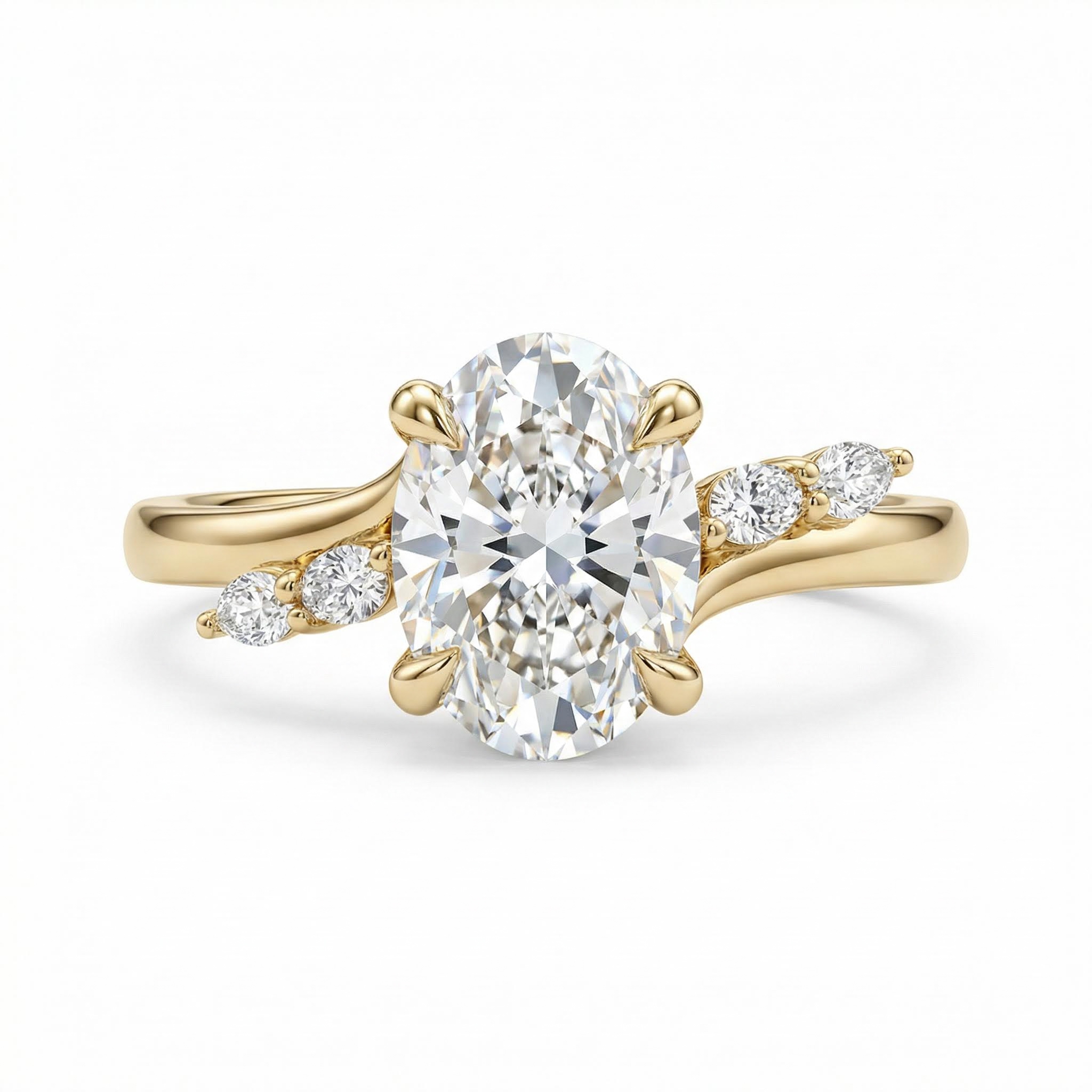 Bold 2.12ct Oval & Marquise Cut Vvs Moissanite S925 Silver Engagement Ring