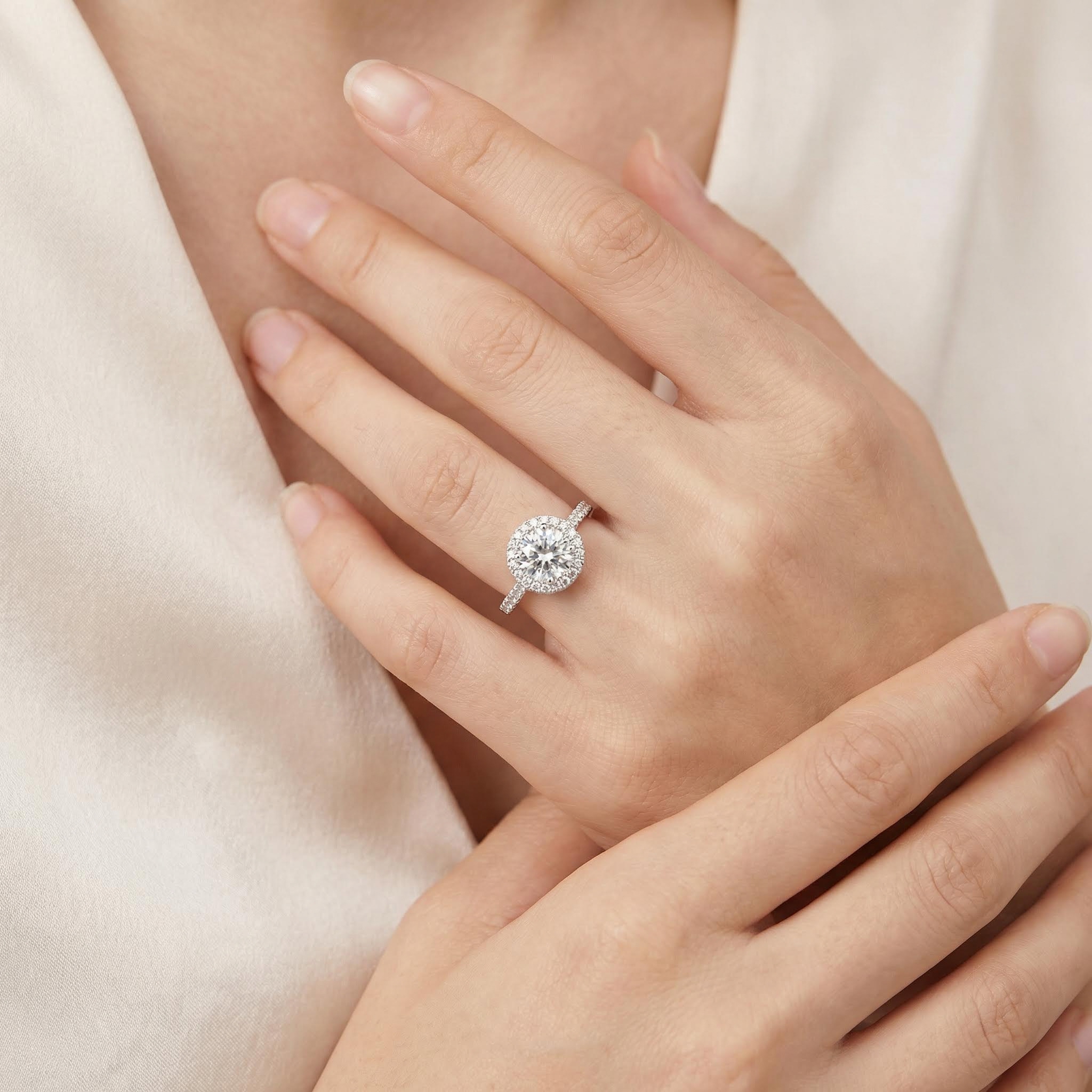 2.82ct Round Cut Vvs Moissanite S925 Silver Halo Engagement Ring With Paved - Image 3