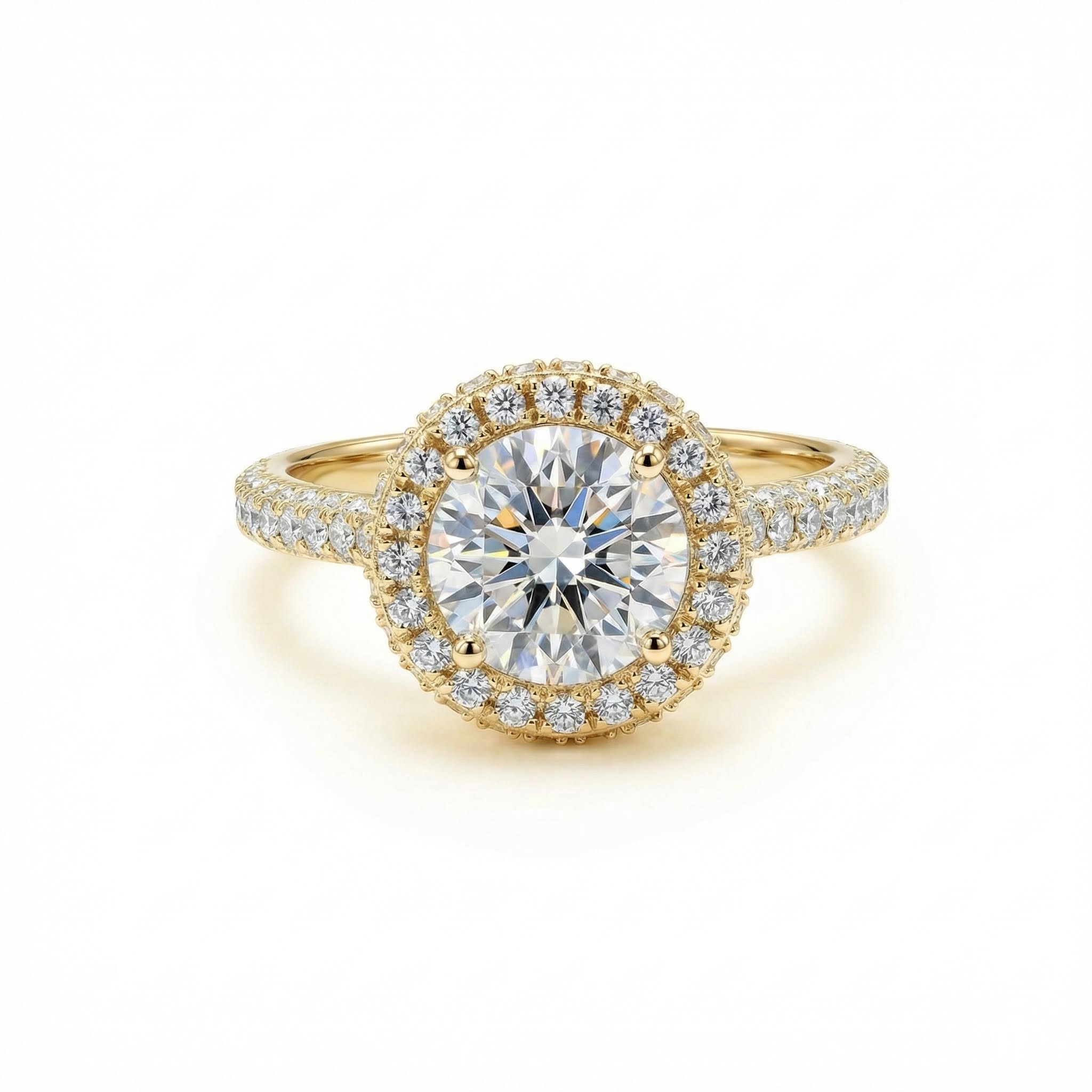 2.82ct Round Cut Vvs Moissanite S925 Silver Halo Engagement Ring With Paved - Image 4