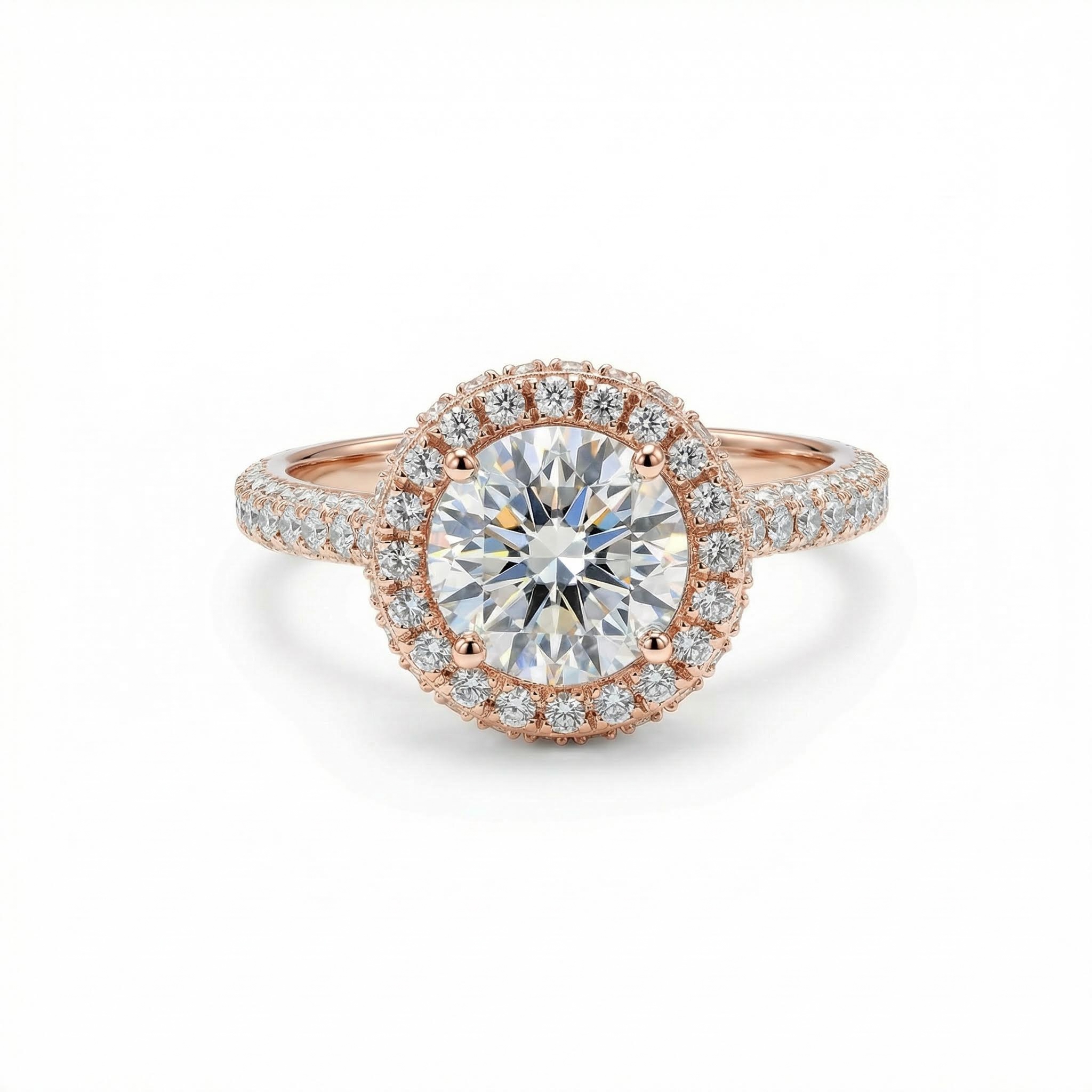 2.82ct Round Cut Vvs Moissanite S925 Silver Halo Engagement Ring With Paved - Image 5