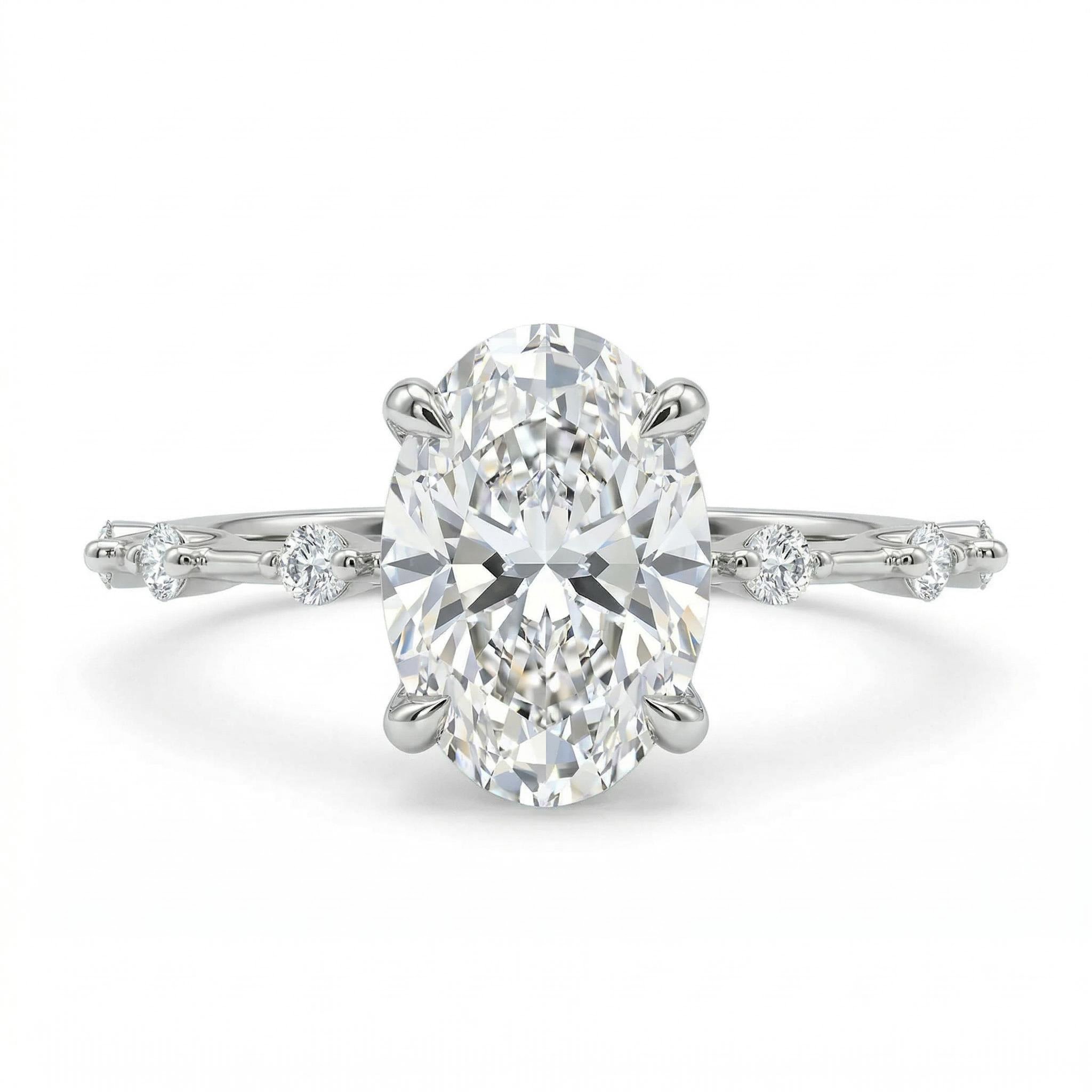 2.5ct Oval Cut Vvs Moissanite S925 Silver Halo Engagement Ring Iced Out - Image 5