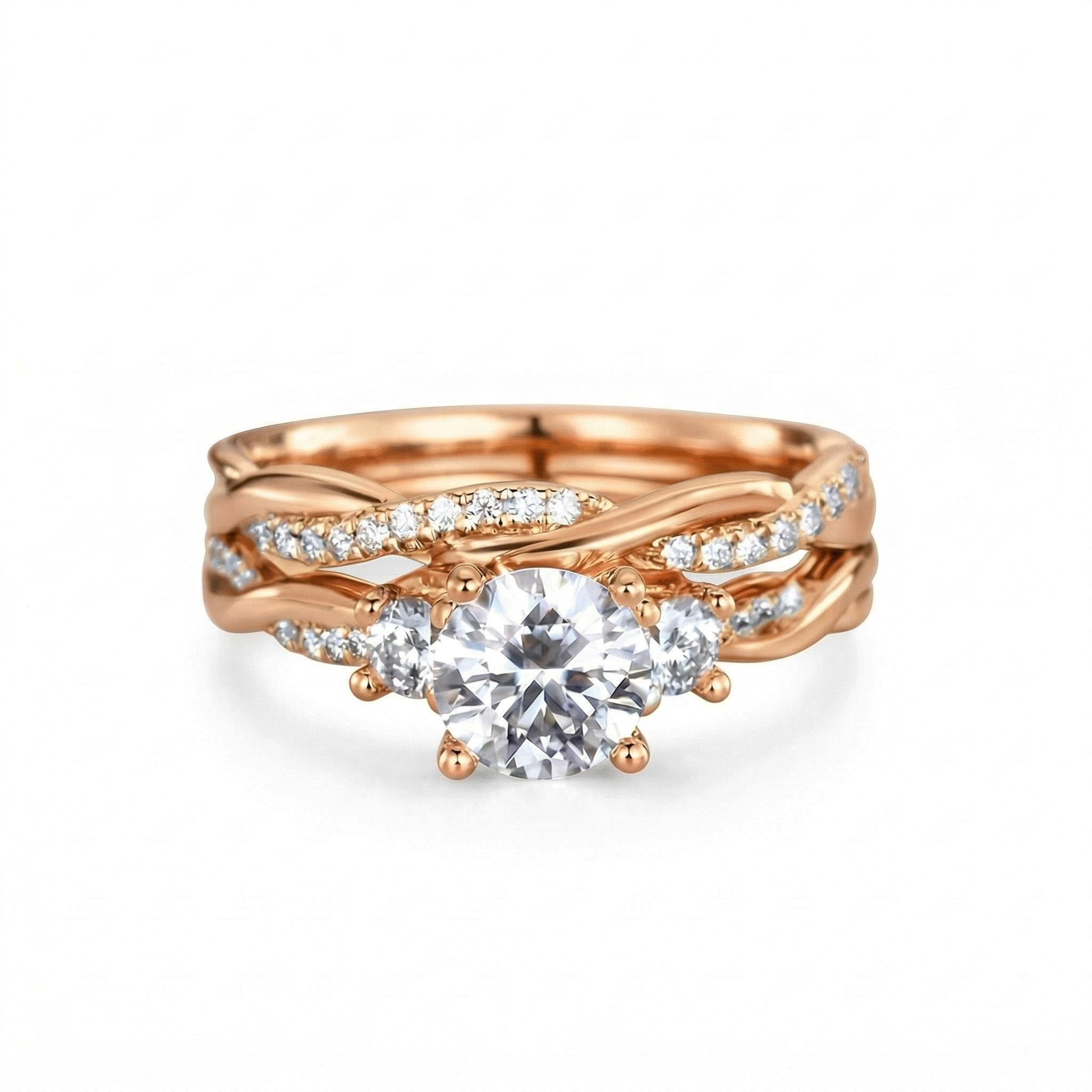 3.2ct Round Cut Vvs Moissanite S925 Silver Engagement Ring Set Iced Out