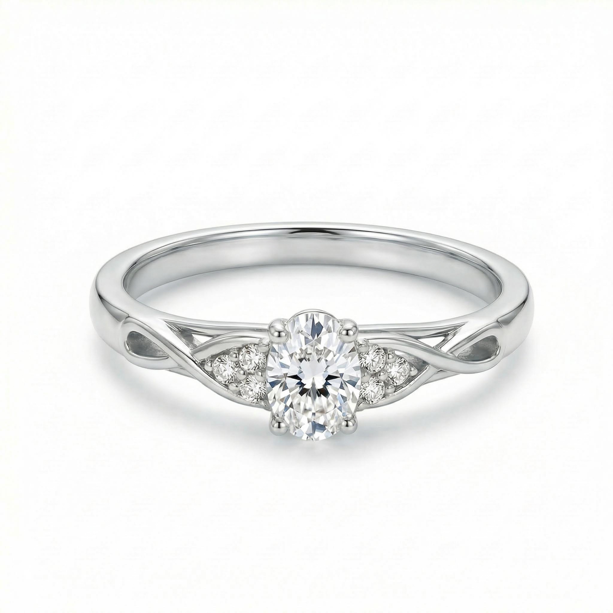 Bold 109ct. Tw. Oval & Round Cut Vvs Moissanite S925 Silver Engagement Ring - Image 4