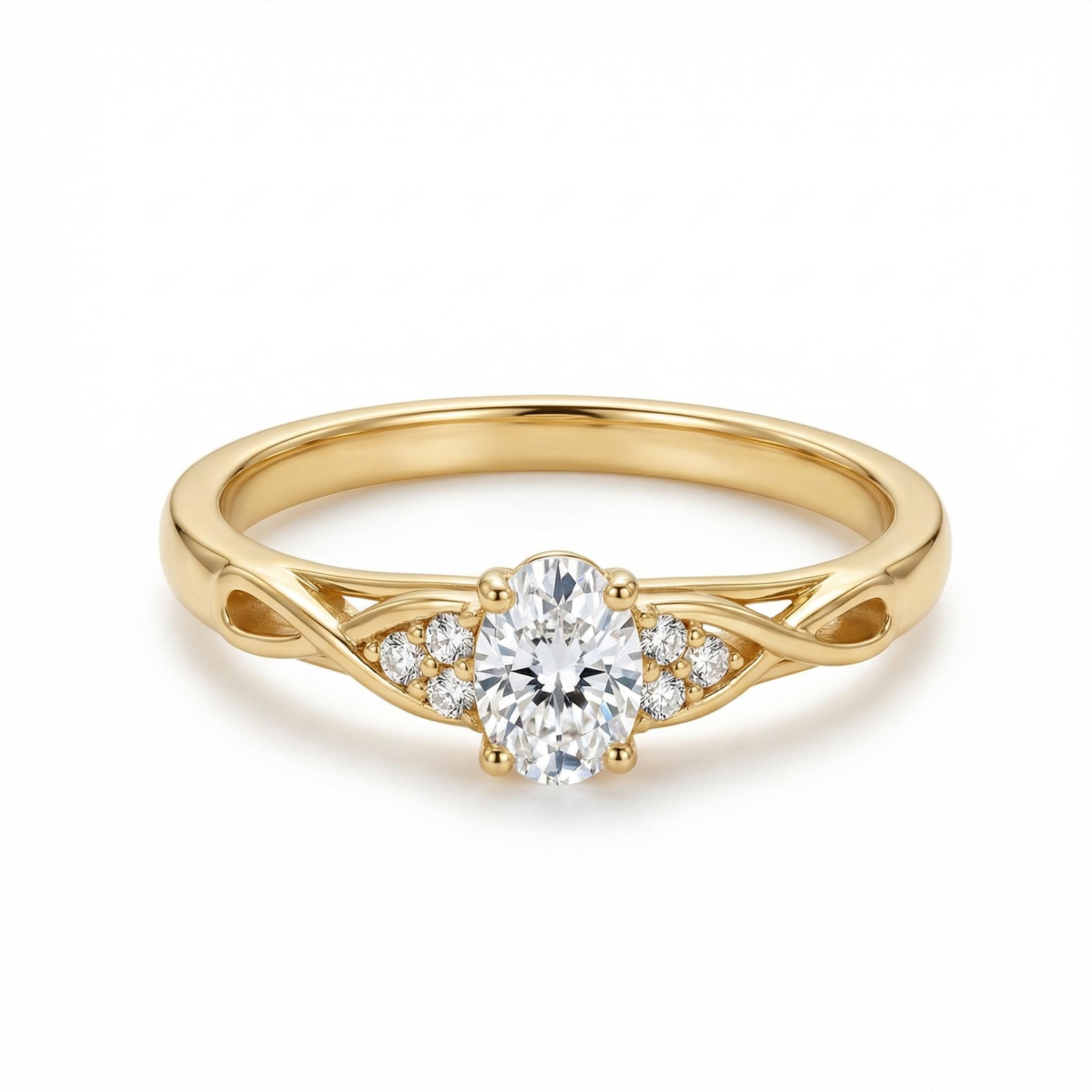 Bold 109ct. Tw. Oval & Round Cut Vvs Moissanite S925 Silver Engagement Ring