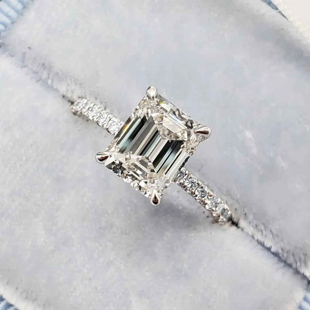 2.49ct. Tw. Emerald Cut Vvs Moissanite S925 Silver Engagement Ring Iced Out - Image 6