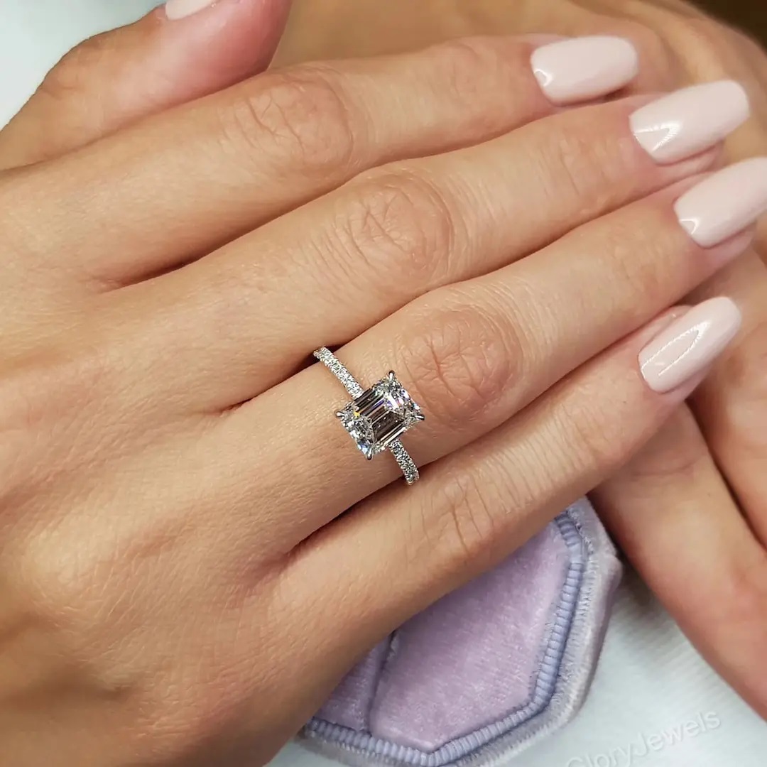 2.49ct. Tw. Emerald Cut Vvs Moissanite S925 Silver Engagement Ring Iced Out - Image 8