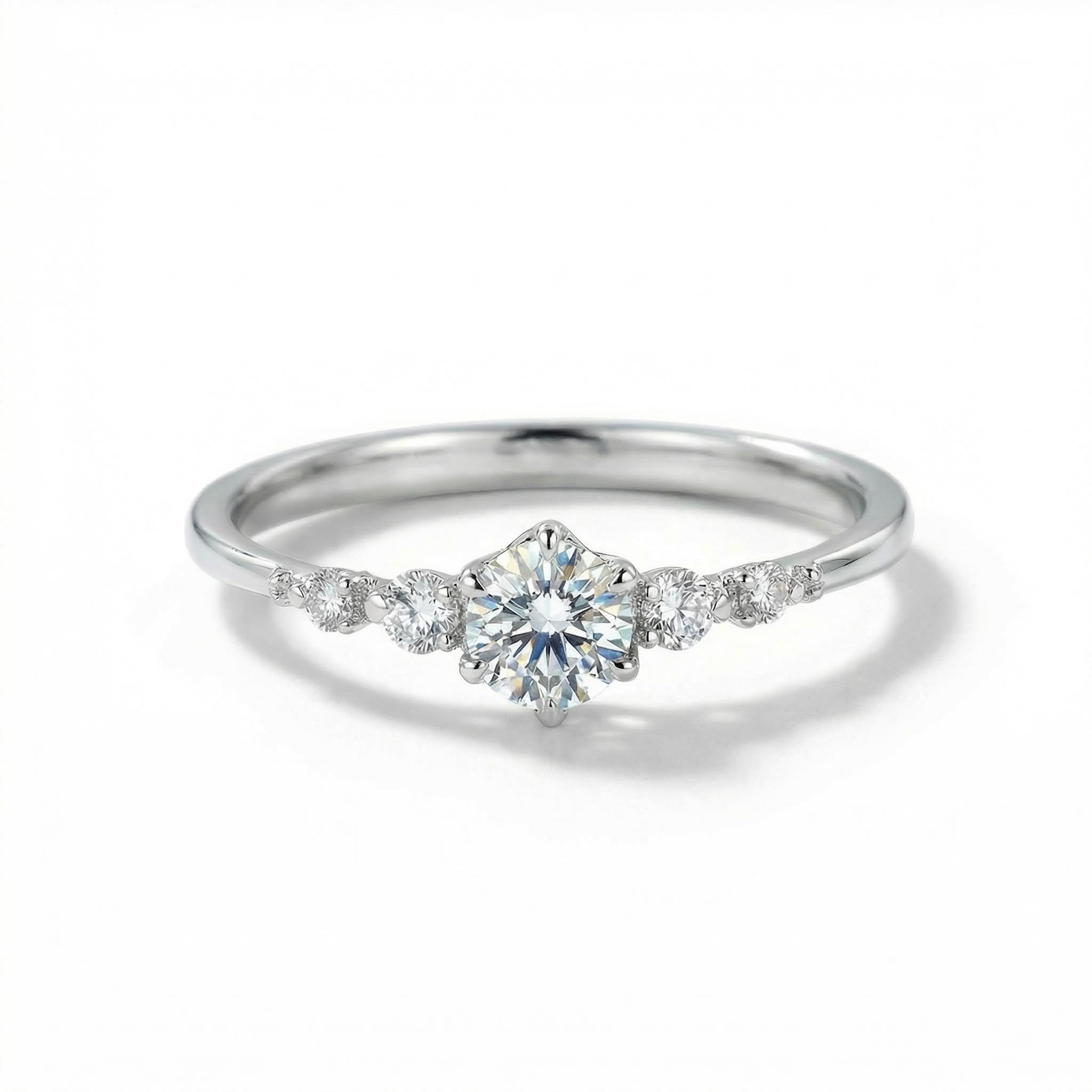 0.68ct Round Cut Vvs Moissanite S925 Silver Engagement Ring Iced Out - Image 3