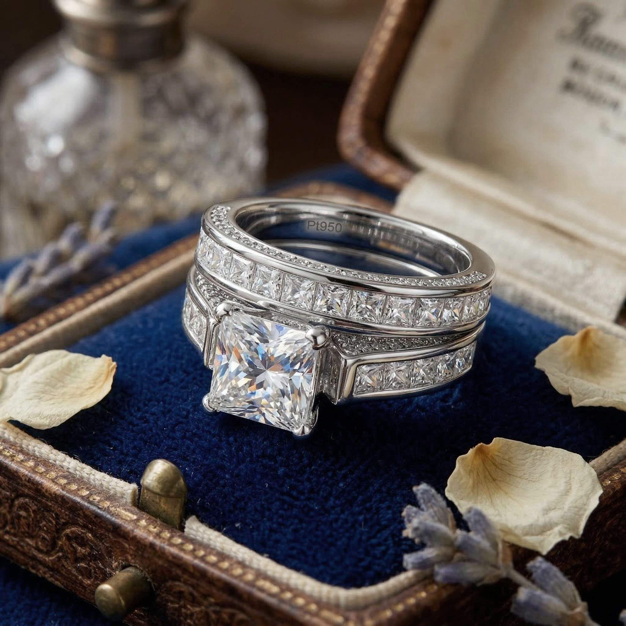 5.1ct. Tw. Princess & Round Cut Vvs Moissanite S925 Silver Engagement Ring - Image 10
