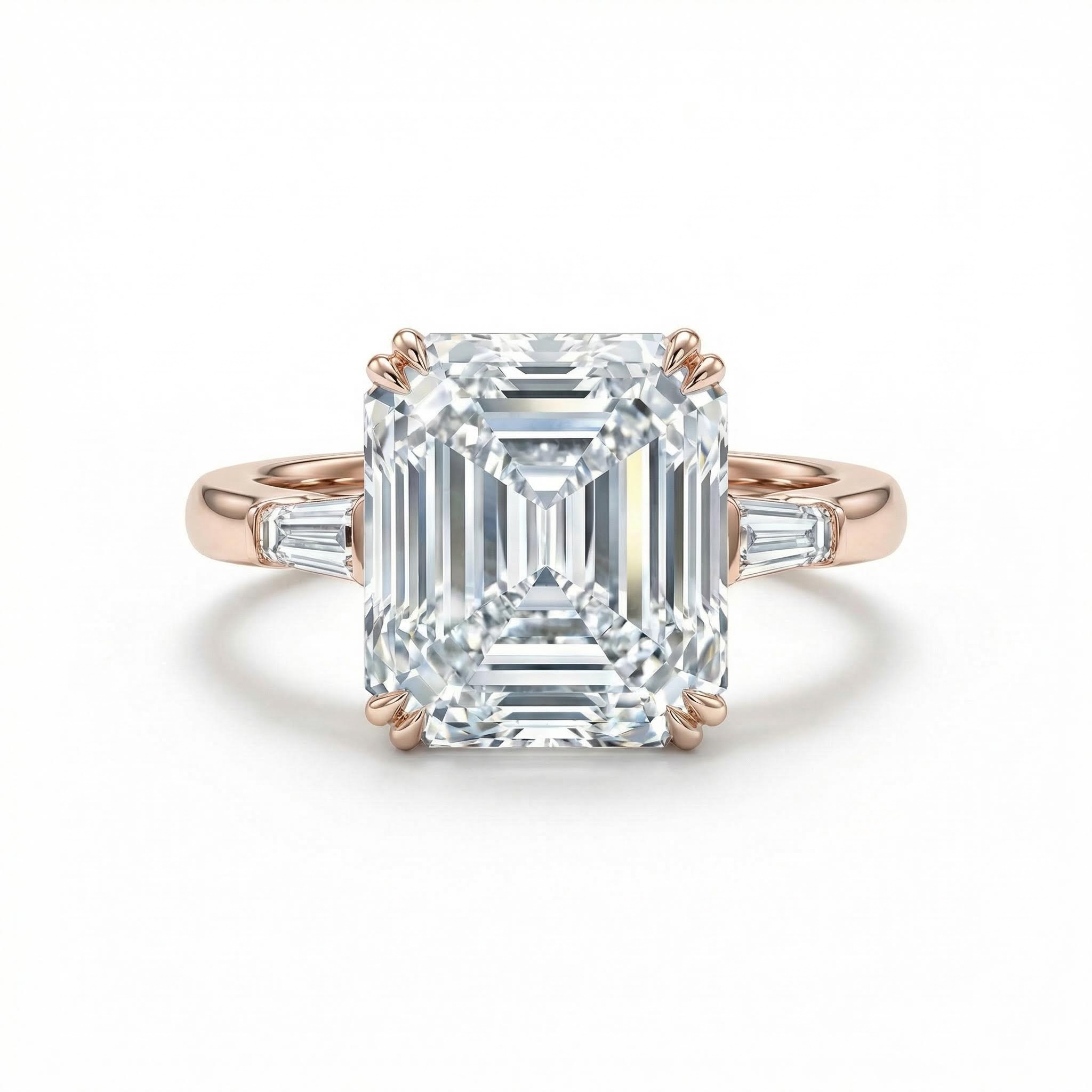 5.37ct. Tw. Emerald & Baguette Cut Vvs Moissanite S925 Silver Engagement - Image 5