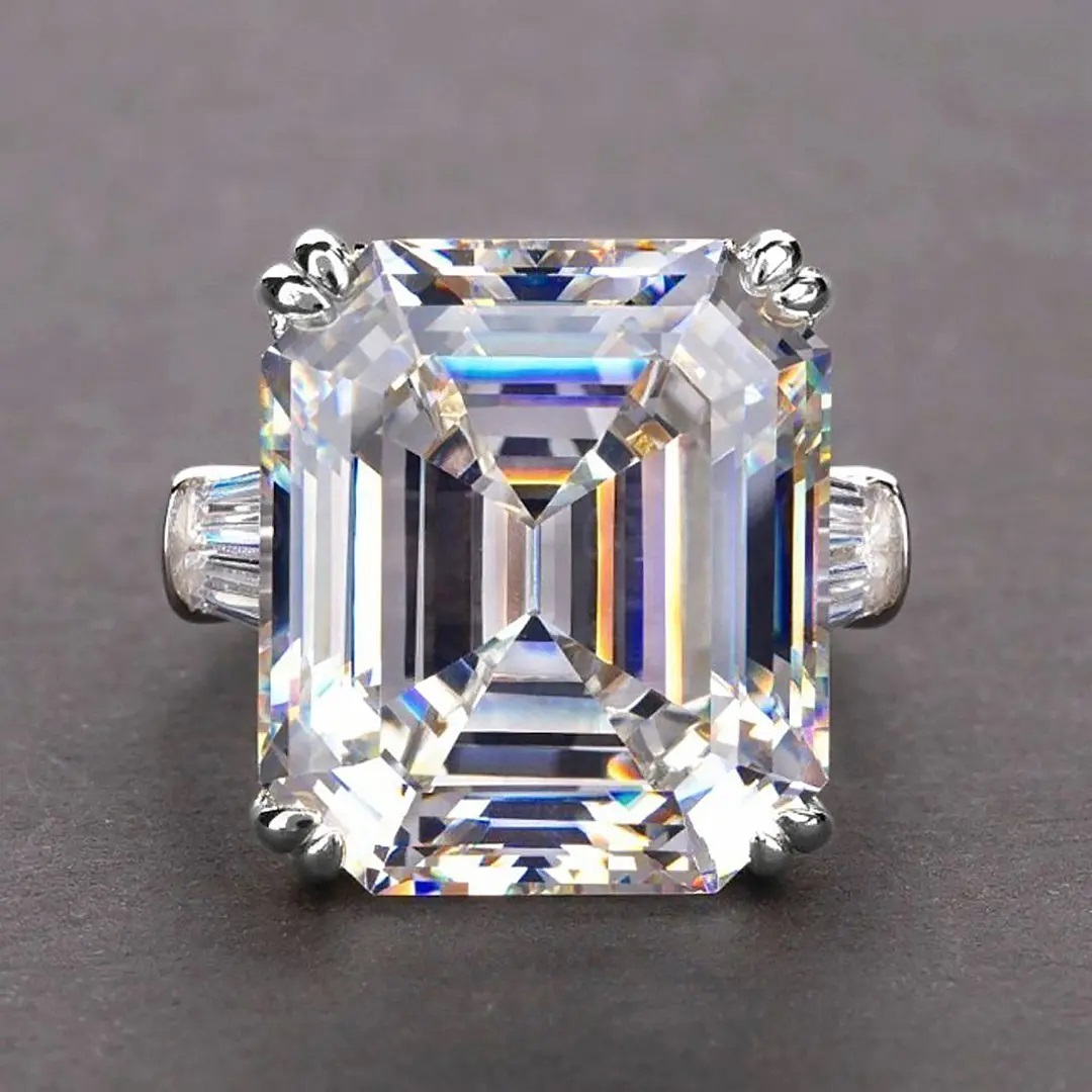 5.37ct. Tw. Emerald & Baguette Cut Vvs Moissanite S925 Silver Engagement - Image 6