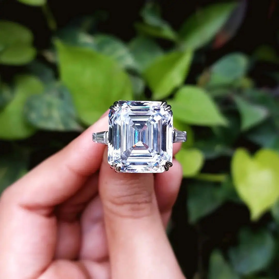 5.37ct. Tw. Emerald & Baguette Cut Vvs Moissanite S925 Silver Engagement - Image 7