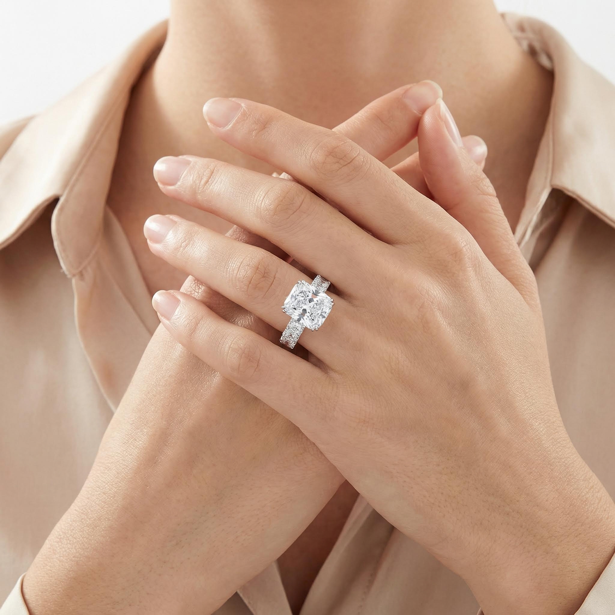 23.85ct Radiant Cut Vvs Moissanite S925 Silver Engagement Ring Set Iced Out - Image 3