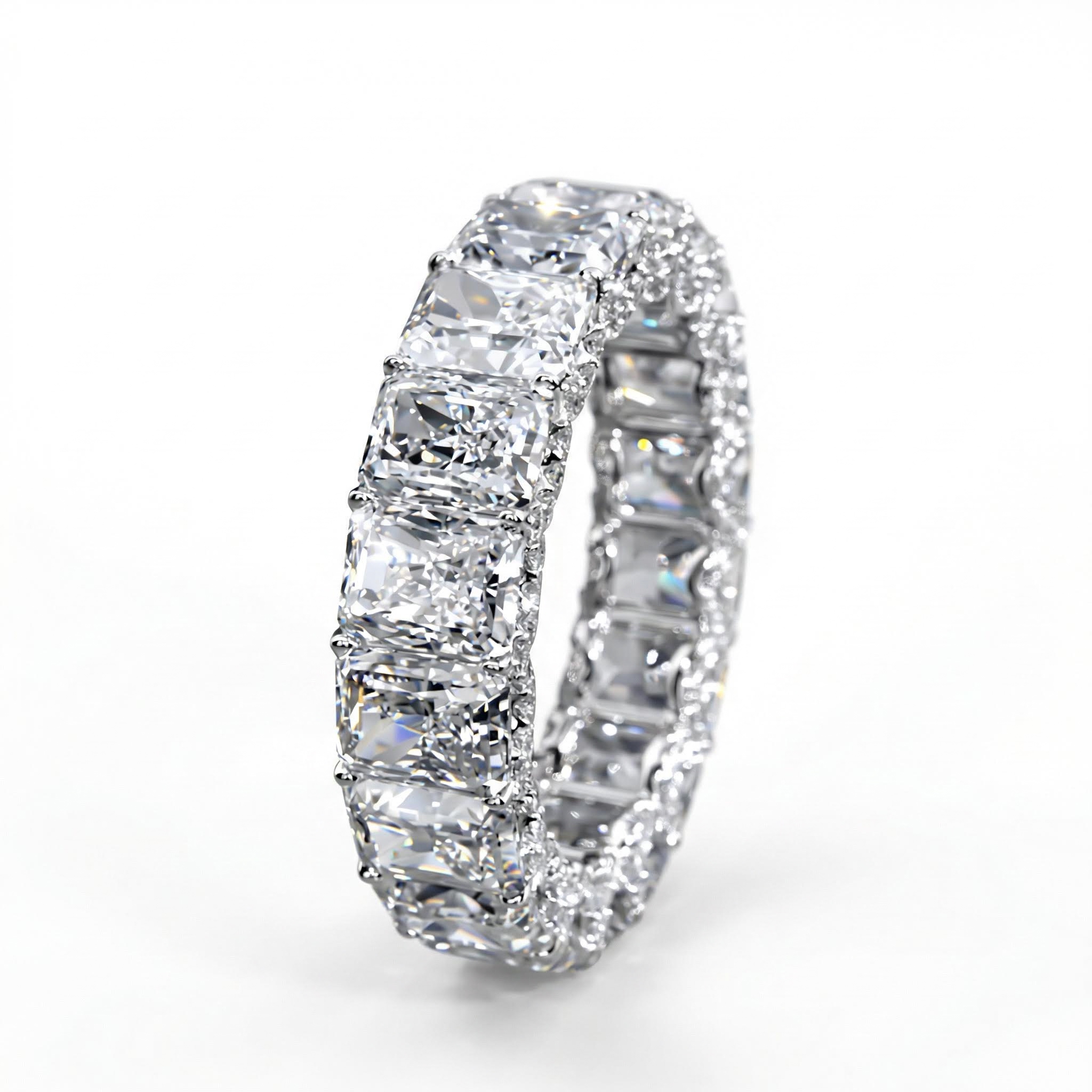 23.85ct Radiant Cut Vvs Moissanite S925 Silver Engagement Ring Set Iced Out - Image 9