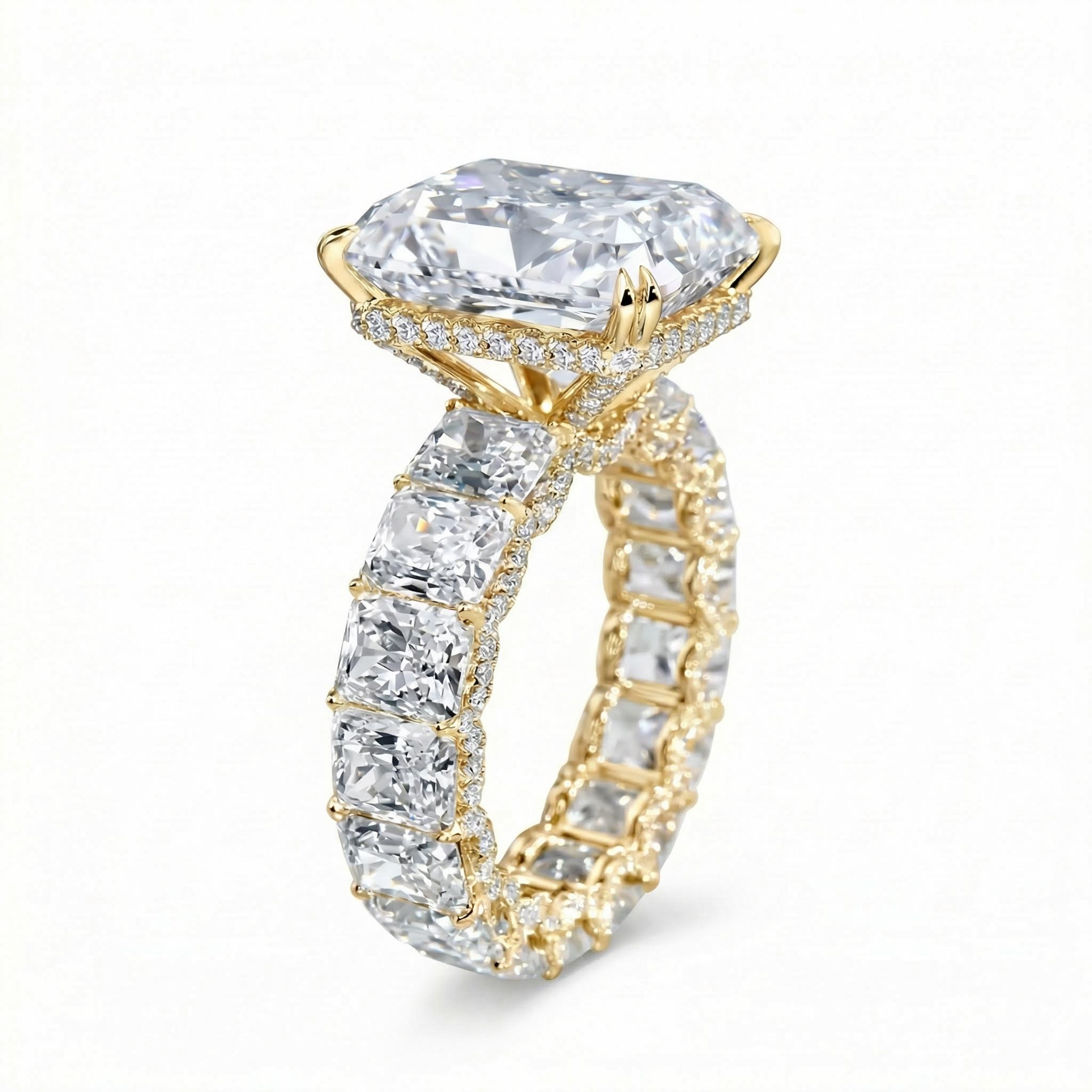 23.85ct Radiant Cut Vvs Moissanite S925 Silver Engagement Ring Set Iced Out - Image 10
