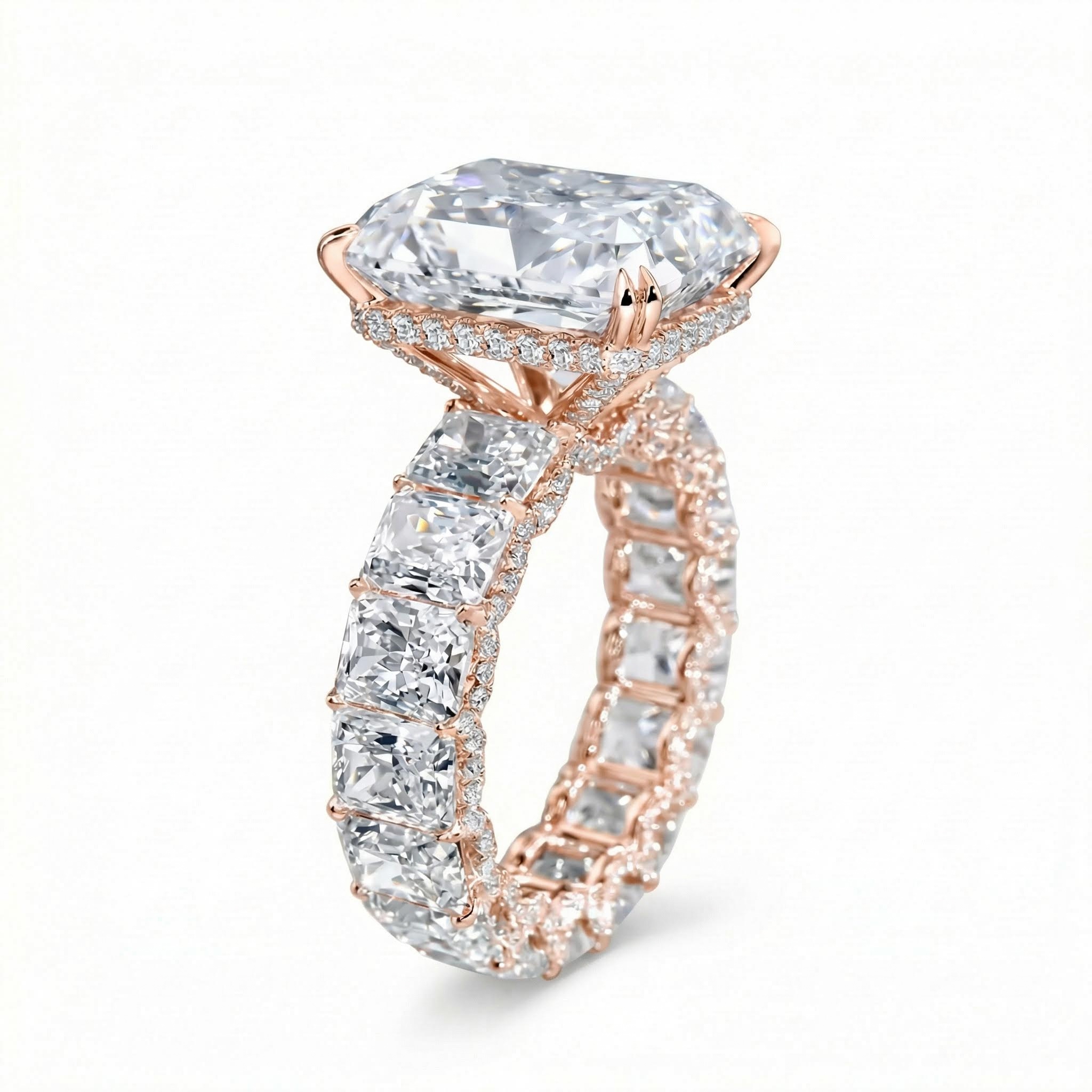 23.85ct Radiant Cut Vvs Moissanite S925 Silver Engagement Ring Set Iced Out - Image 12