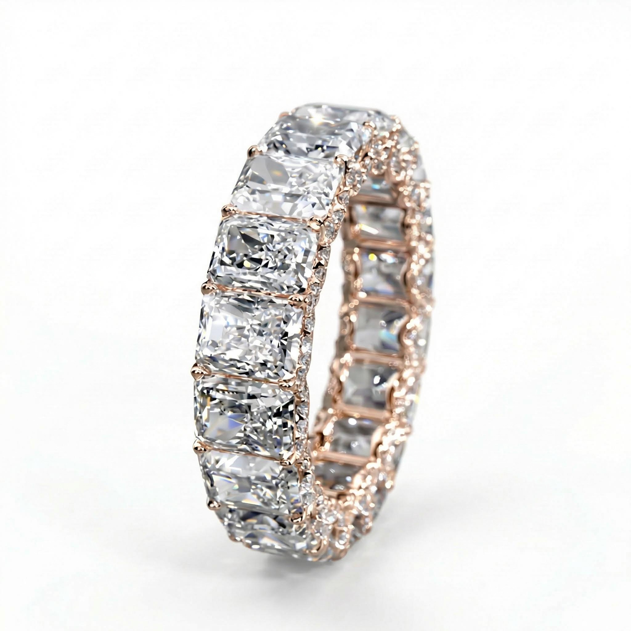 23.85ct Radiant Cut Vvs Moissanite S925 Silver Engagement Ring Set Iced Out - Image 13