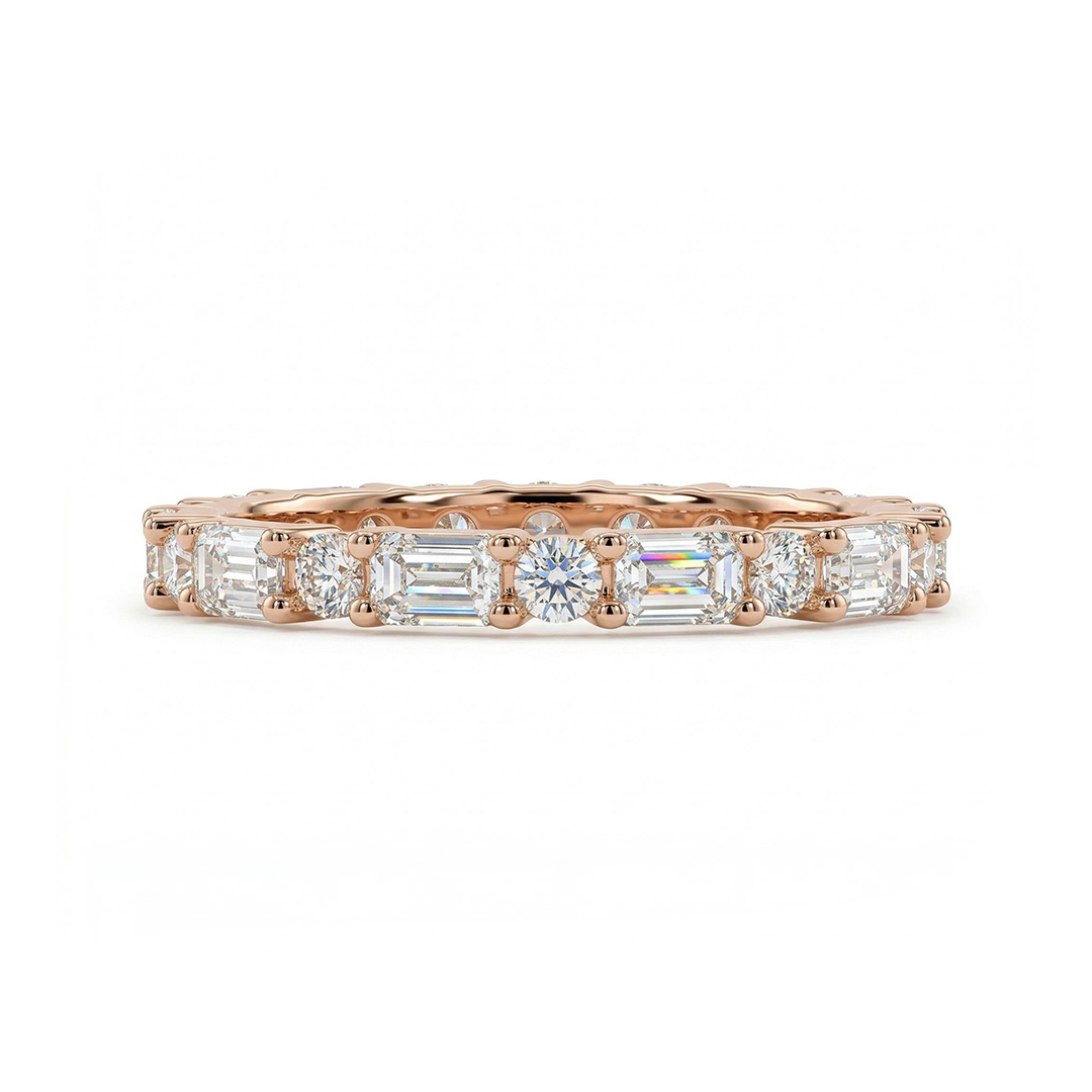 1.2ct Emerald & Round Cut Vvs Moissanite S925 Silver Wedding Band Iced Out - Image 7