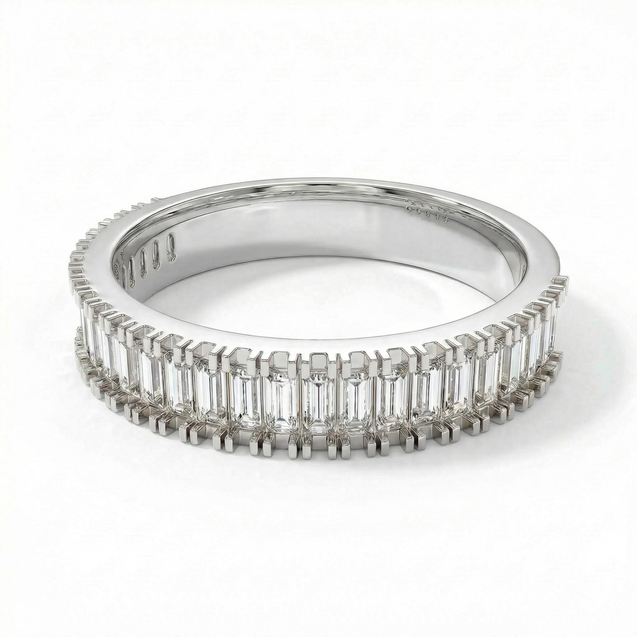 0.5ct Emerald Cut Vvs Moissanite S925 Silver Wedding Band Iced Out - Image 4