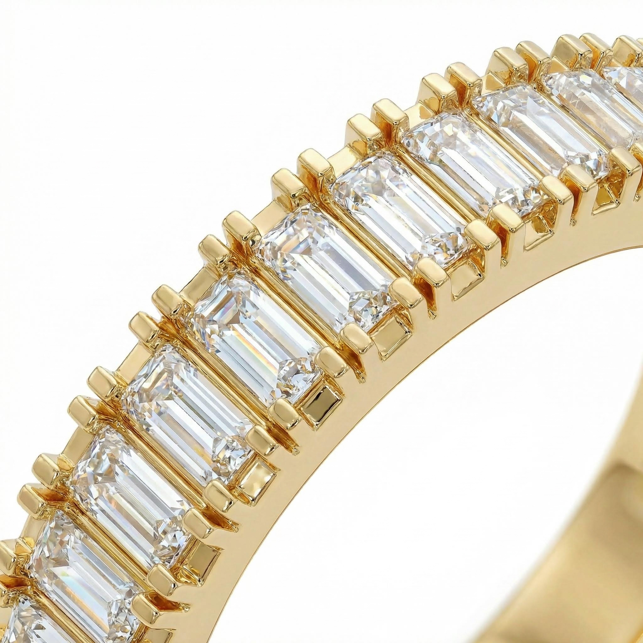 0.5ct Emerald Cut Vvs Moissanite S925 Silver Wedding Band Iced Out - Image 6