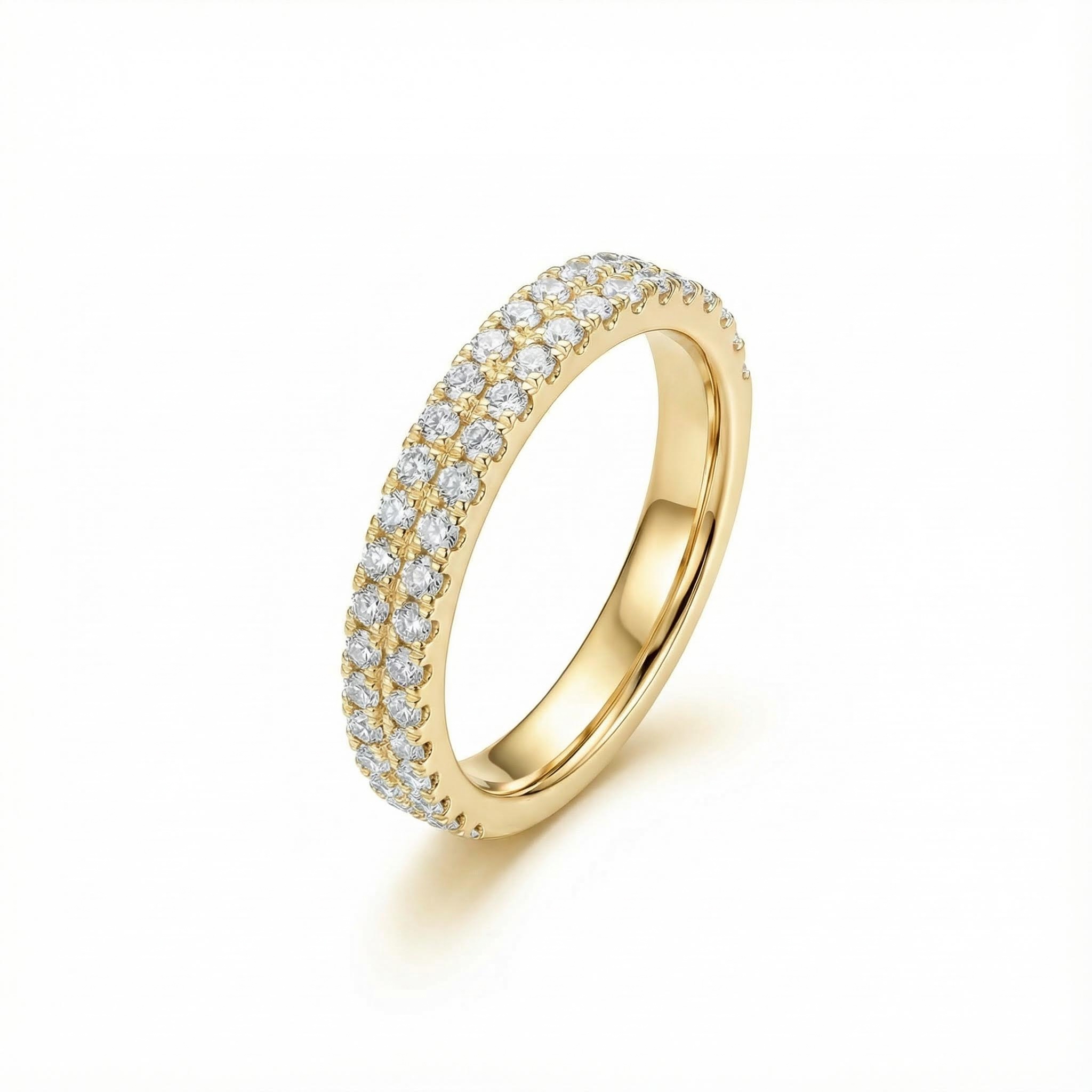 Double Row 0.57ct. Tw. Round Cut Vvs Moissanite S925 Silver Wedding Band - Image 5
