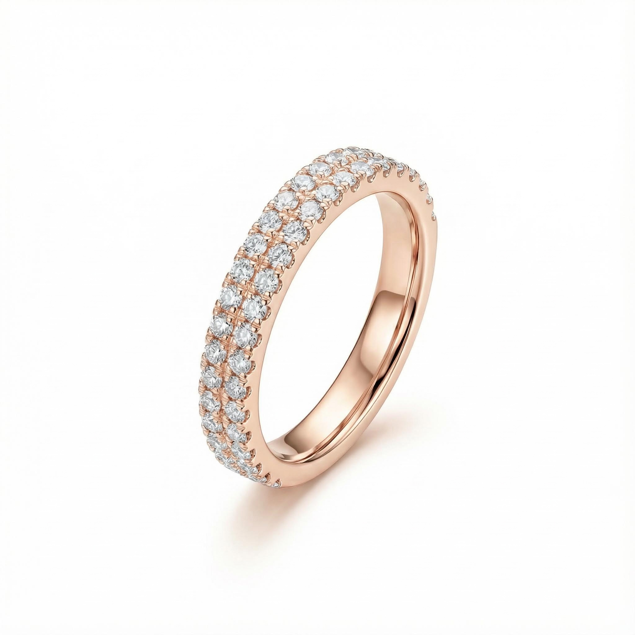 Double Row 0.57ct. Tw. Round Cut Vvs Moissanite S925 Silver Wedding Band - Image 6