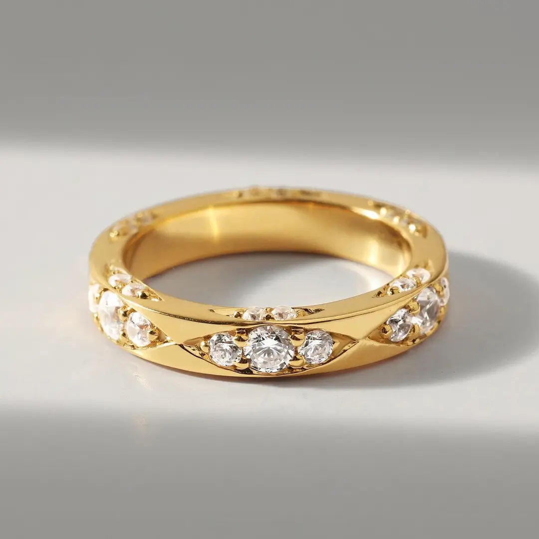 0.96ct Round Cut Vvs Moissanite S925 Silver Wedding Band Iced Out - Image 5