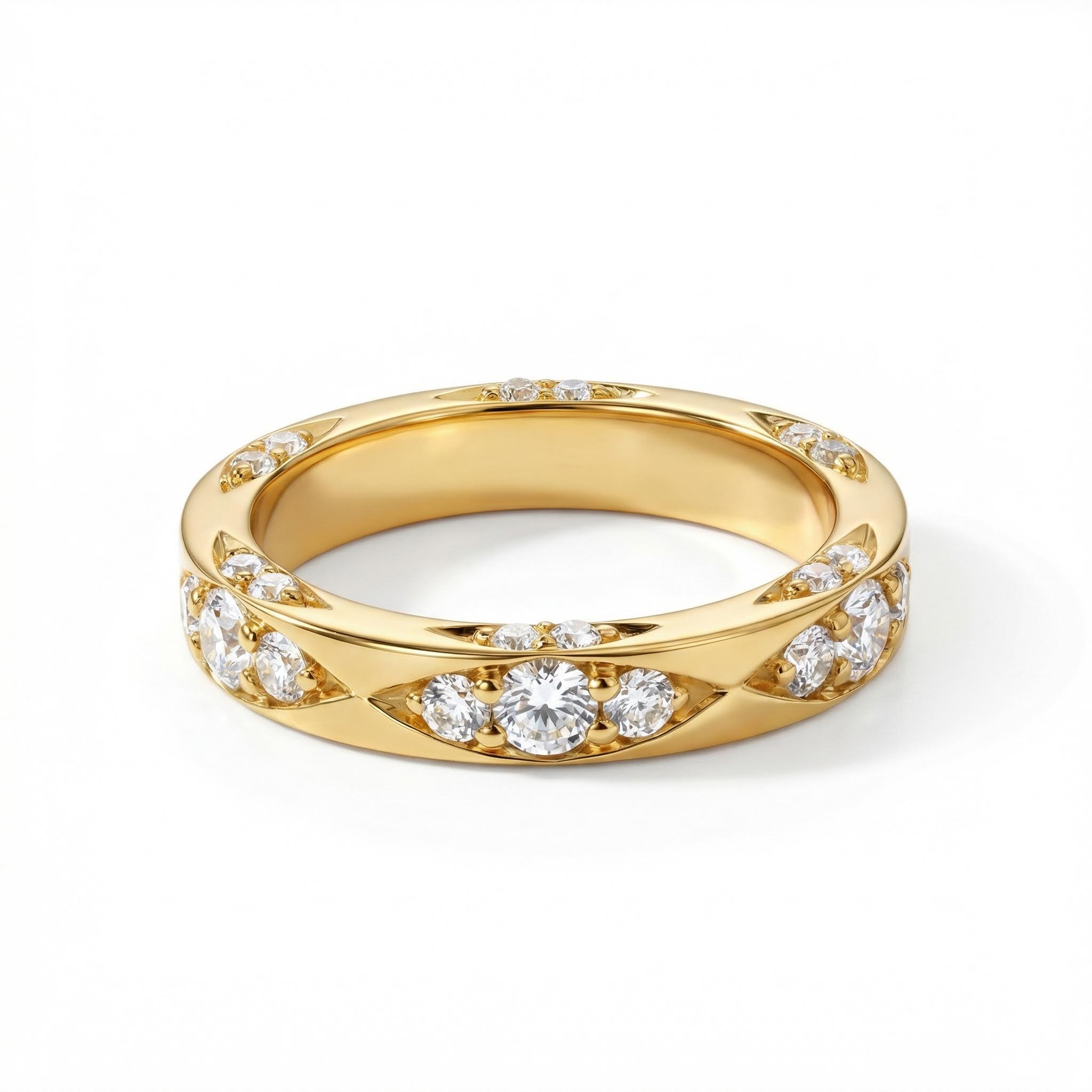 0.96ct Round Cut Vvs Moissanite S925 Silver Wedding Band Iced Out