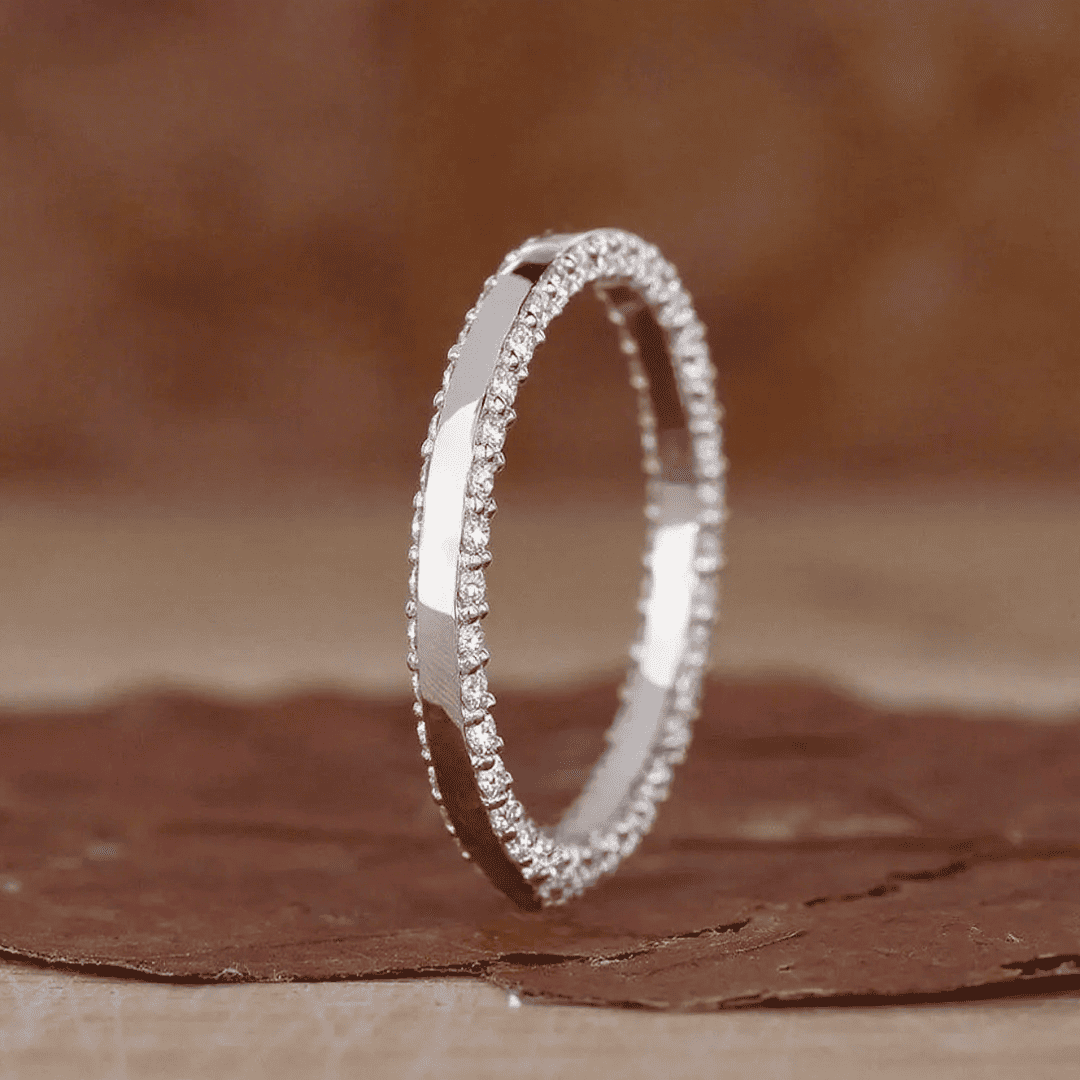 1.11ct Double Side Pave Vvs Moissanite S925 Silver Wedding Band Iced Out - Image 3