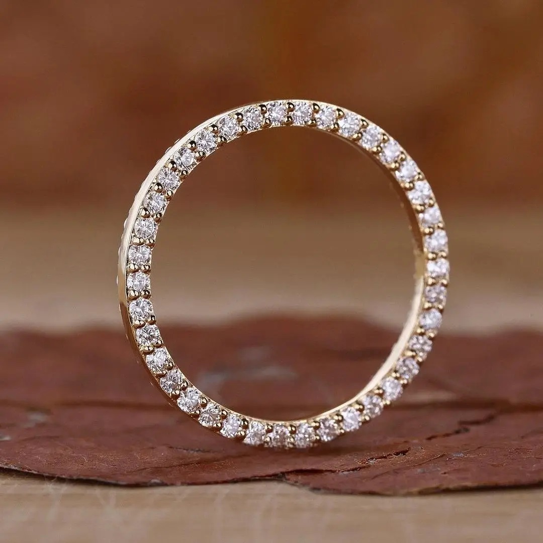 1.11ct Double Side Pave Vvs Moissanite S925 Silver Wedding Band Iced Out - Image 5