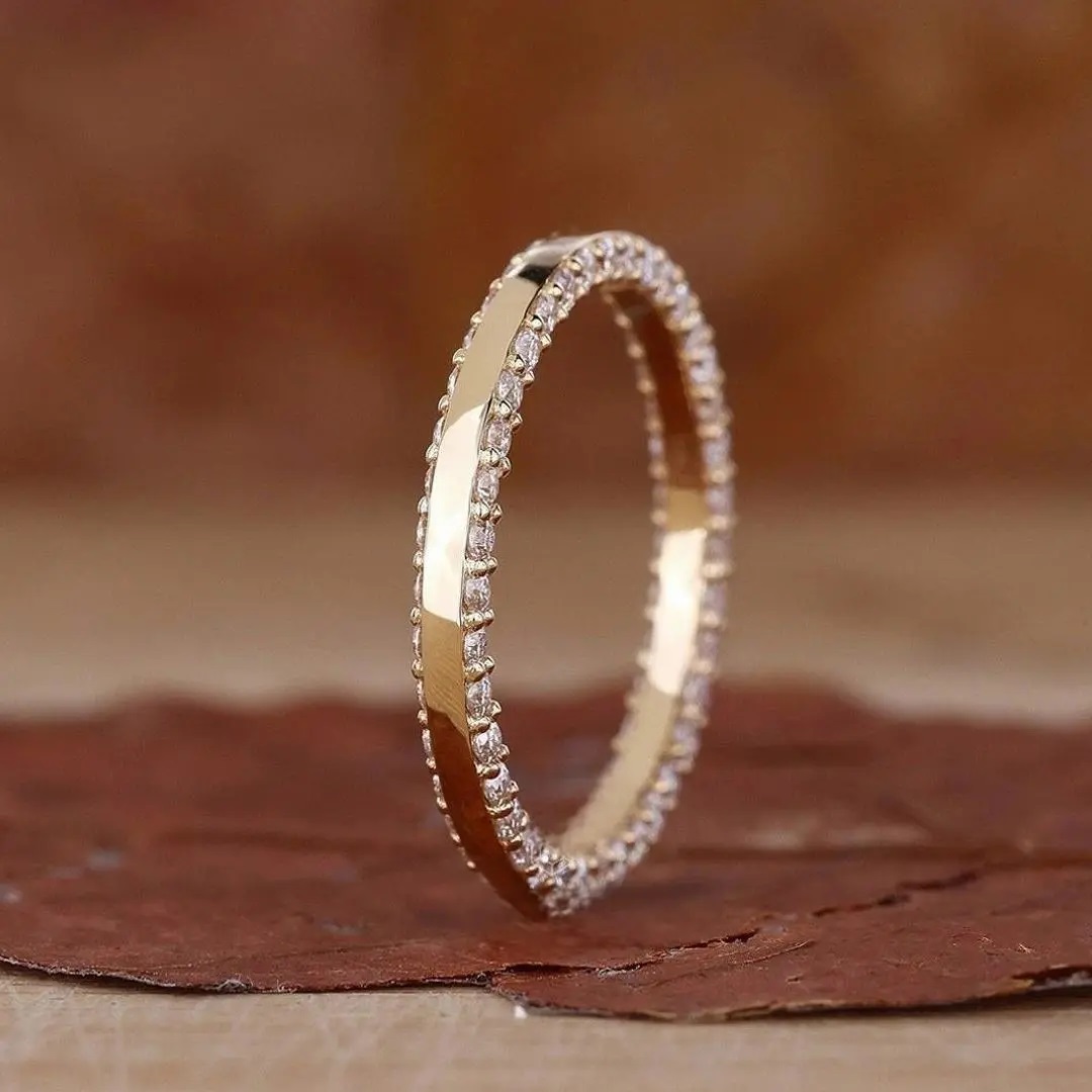 1.11ct Double Side Pave Vvs Moissanite S925 Silver Wedding Band Iced Out
