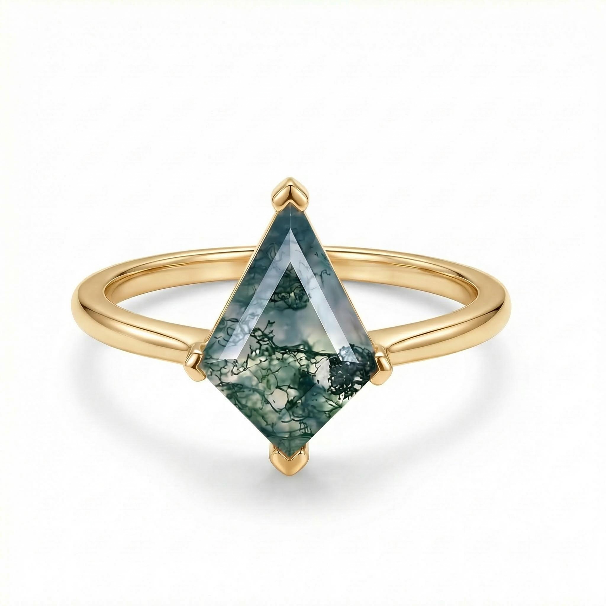 1.26ct Kite Cut Moss Agate S925 Silver Four V Prongs Promise Engagement - Image 5
