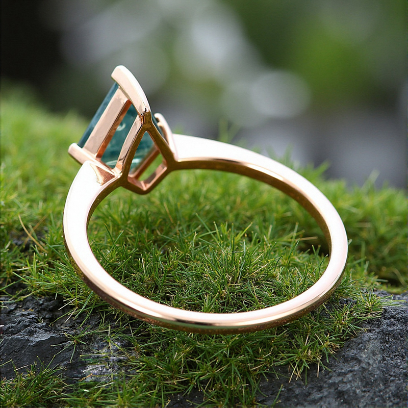 1.26ct Kite Cut Moss Agate S925 Silver Four V Prongs Promise Engagement - Image 8
