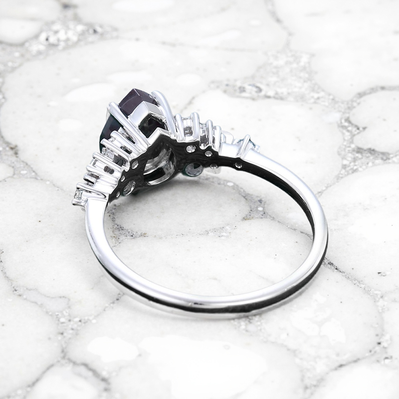 1.4ct Pear Cut Salt & Pepper Diamond Cluster Bridal S925 Silver Engagement - Image 5