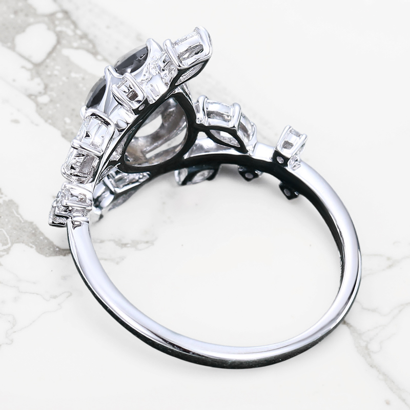 1.53ct Pear Cut Salt & Pepper Diamond With Marquise Cut Moissanite S925 - Image 7