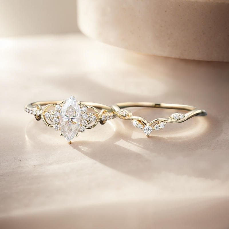 1.32ct. Tw. Marquise & Round Cut Vvs Moissanite S925 Silver Engagement Ring - Image 8