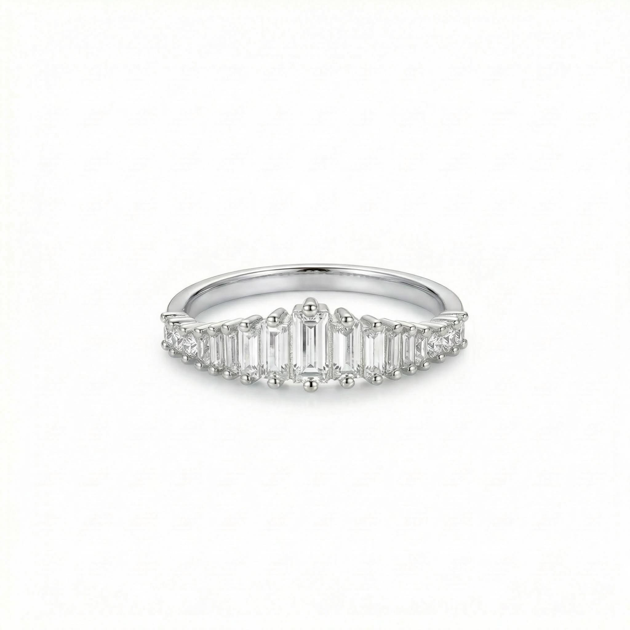 0.51ct Baguette Cut Vvs Moissanite S925 Silver Wedding Band Iced Out - Image 4