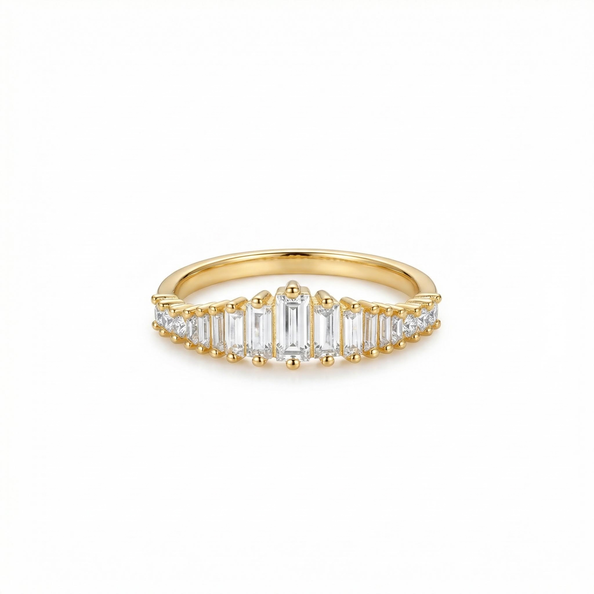 0.51ct Baguette Cut Vvs Moissanite S925 Silver Wedding Band Iced Out