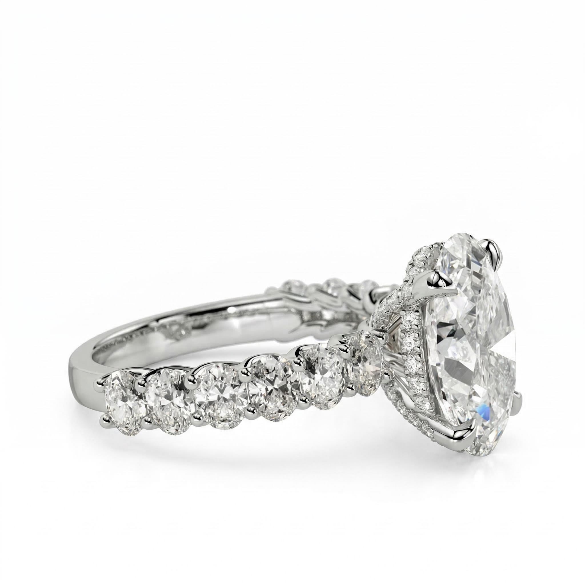 4.91ct Oval & Round Cut Vvs Moissanite S925 Silver Engagement Ring Iced Out - Image 4