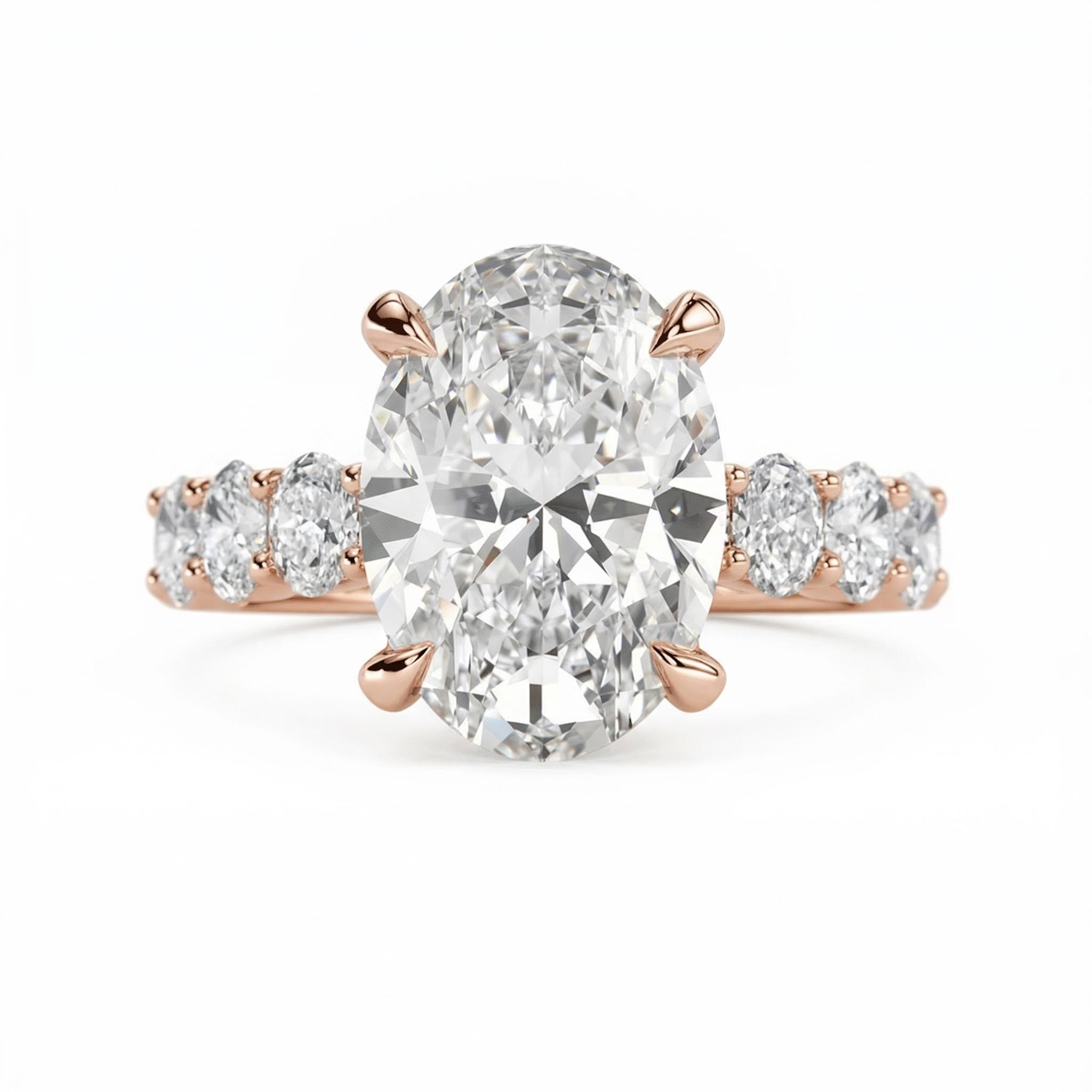 4.91ct Oval & Round Cut Vvs Moissanite S925 Silver Engagement Ring Iced Out - Image 6