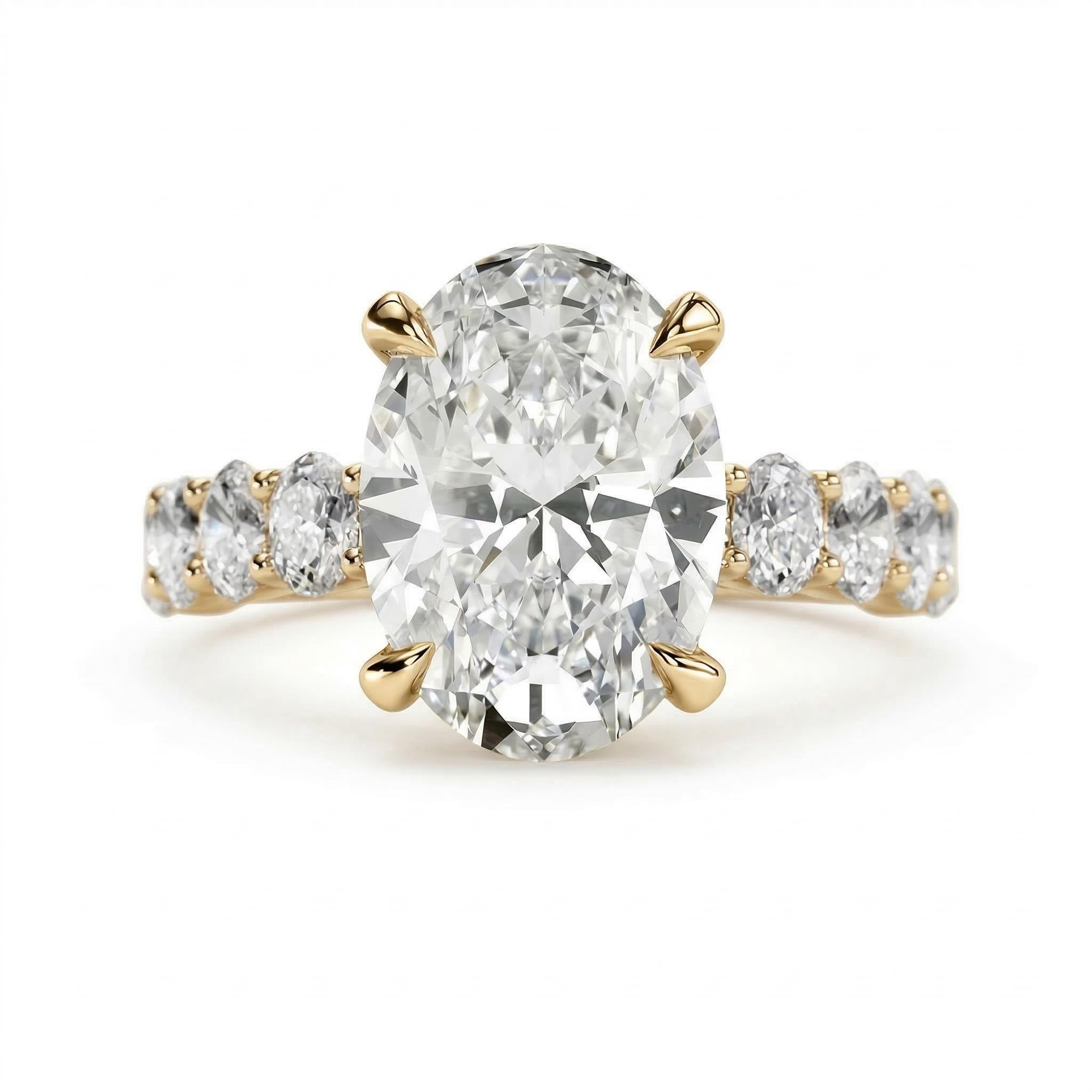 4.91ct Oval & Round Cut Vvs Moissanite S925 Silver Engagement Ring Iced Out - Image 7