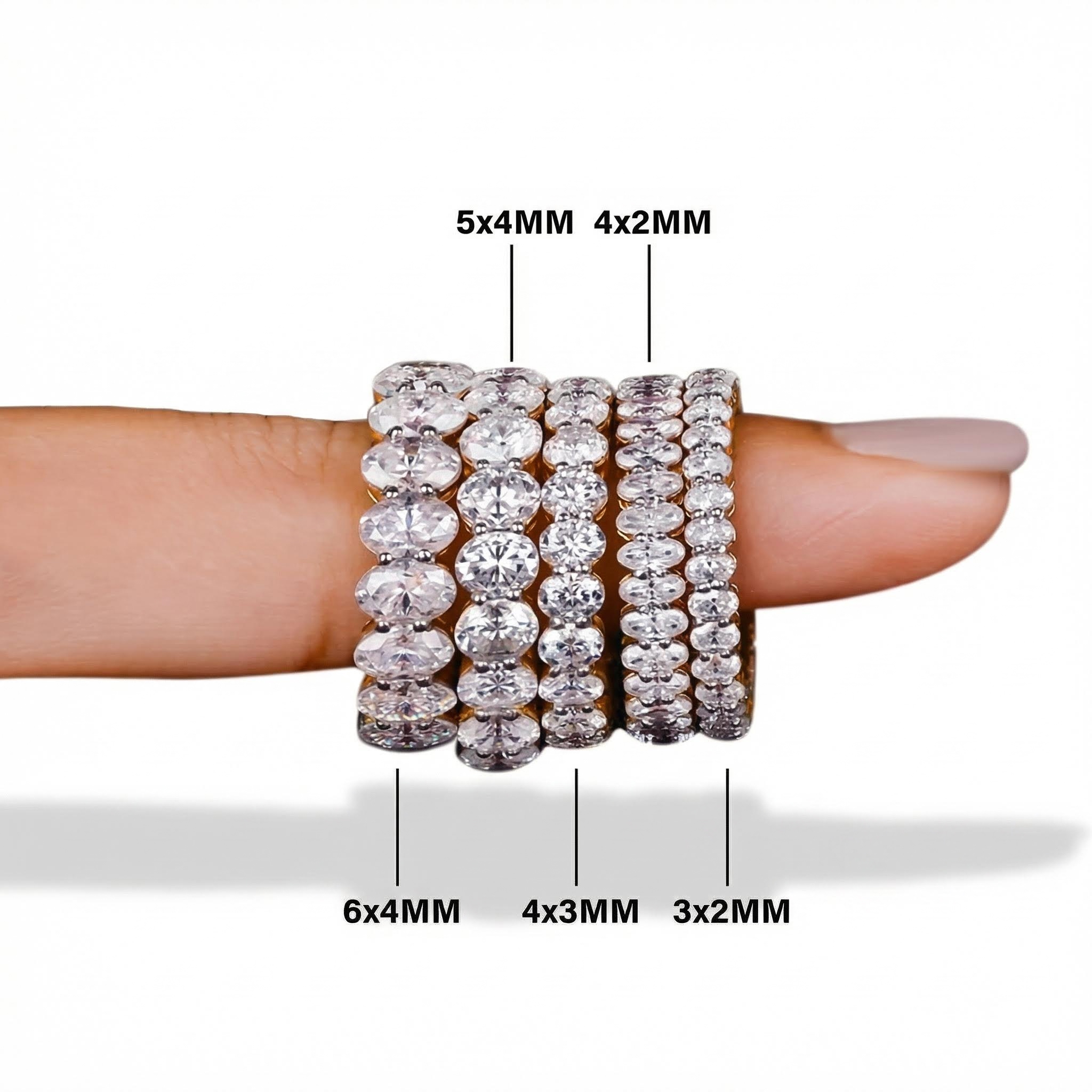 Various Sizes Oval Cut Vvs Moissanite S925 Silver Wedding Band Iced Out - Image 4
