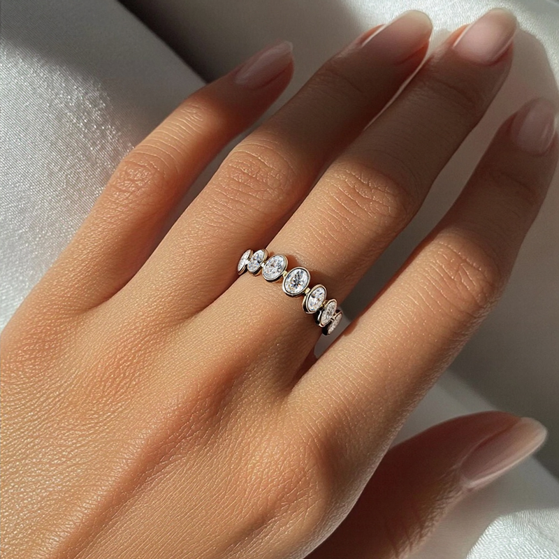 5.2ct. Tw. Oval Cut Vvs Moissanite S925 Silver Wedding Band Iced Out - Image 6