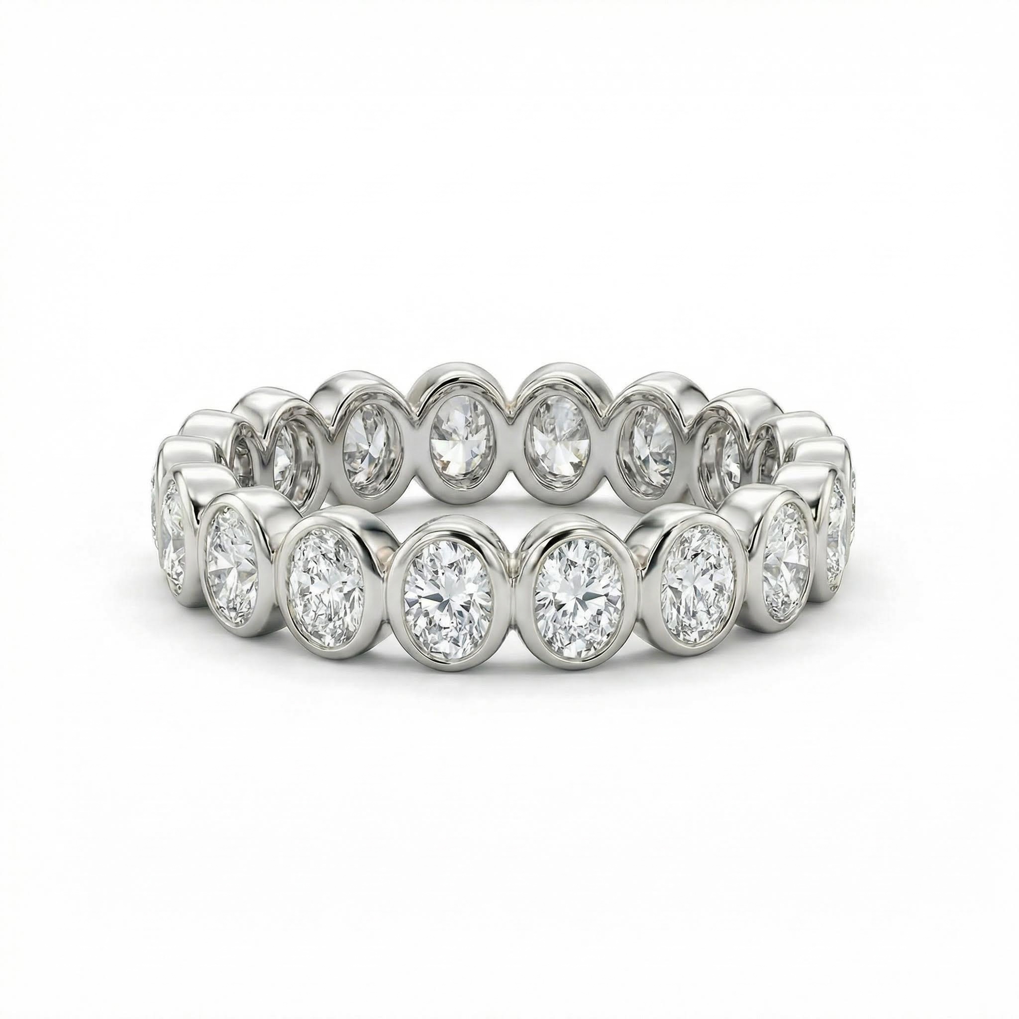 5.2ct. Tw. Oval Cut Vvs Moissanite S925 Silver Wedding Band Iced Out